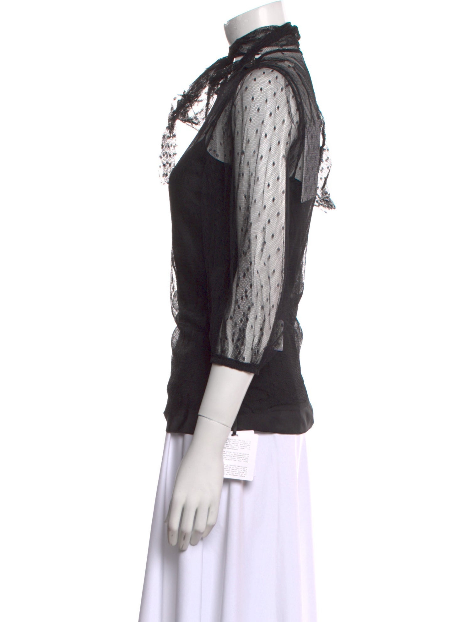 Red Valentino Mock Neck Three-Quarter Sleeve Blouse