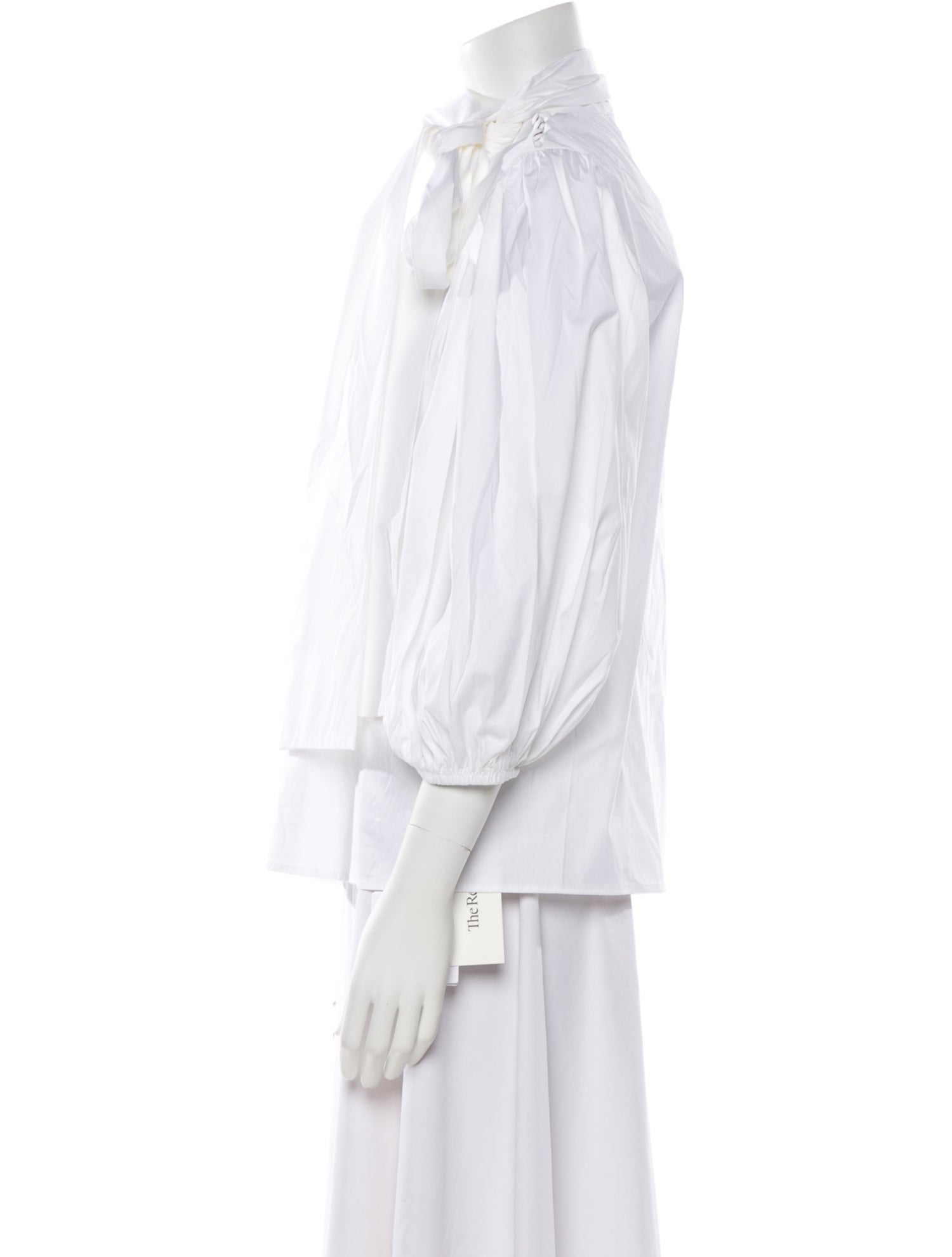 Red Valentino Mock Neck Three-Quarter Sleeve Button-Up Top