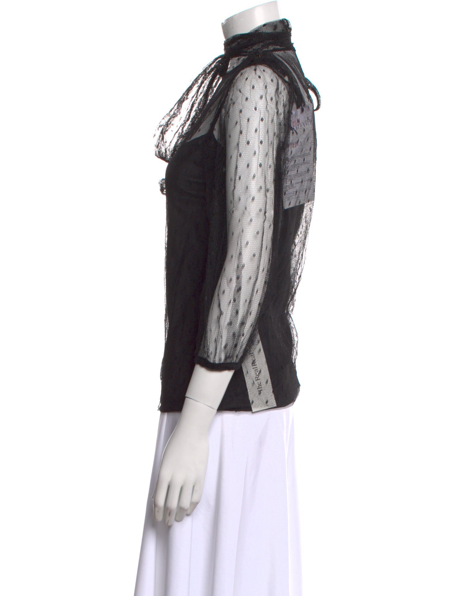 Red Valentino Mock Neck Three-Quarter Sleeve Blouse