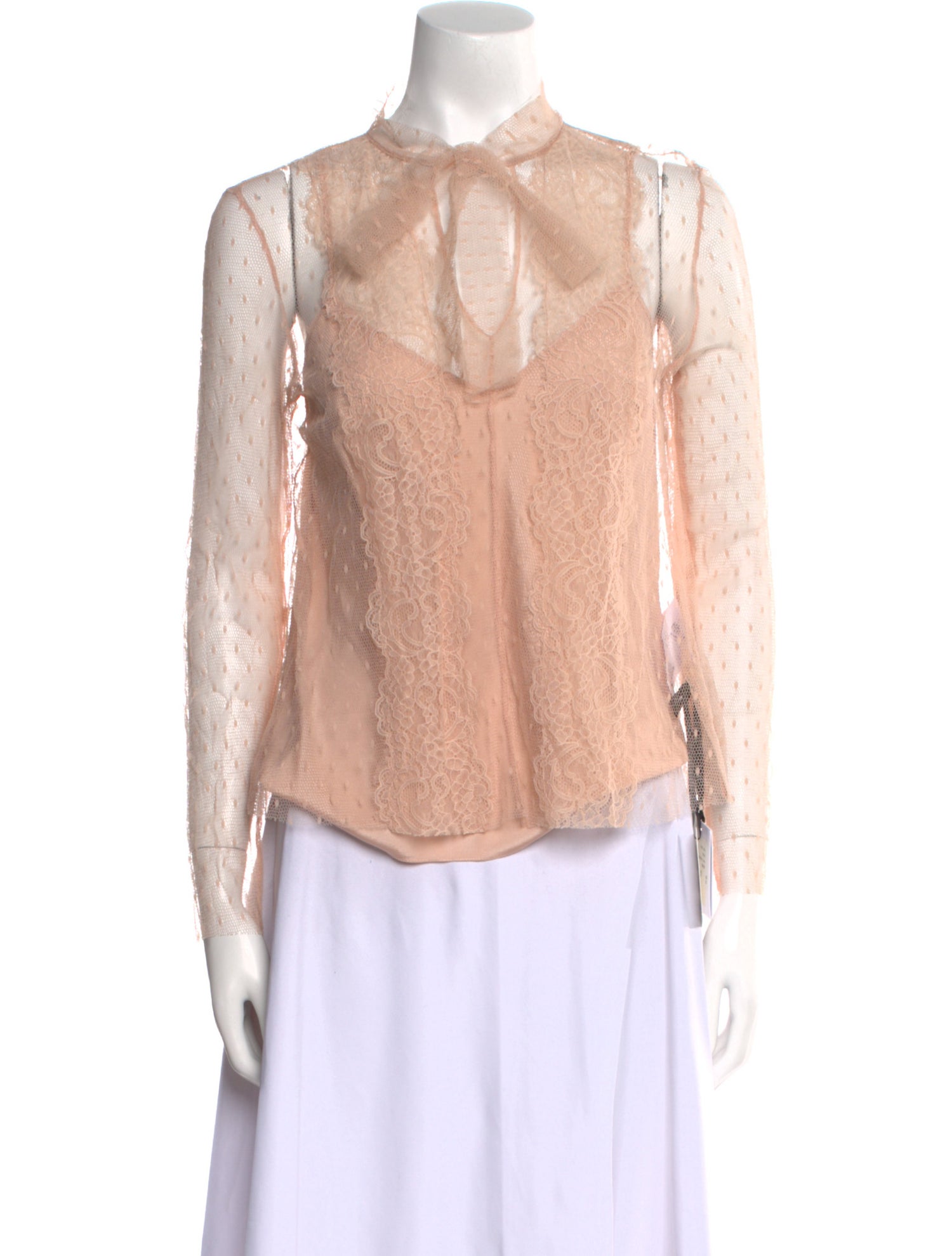 Red Valentino Mock Neck Long Sleeve Blouse