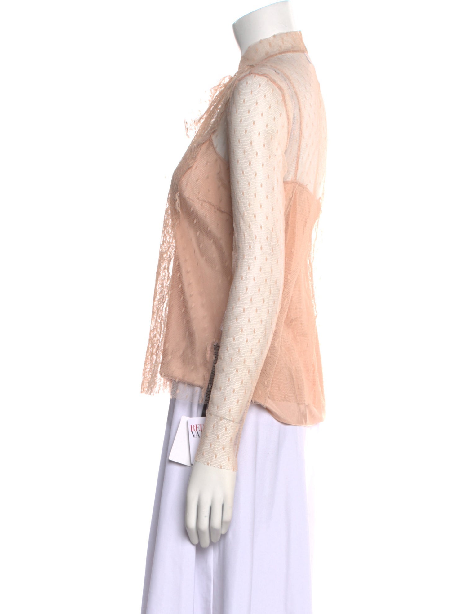 Red Valentino Mock Neck Long Sleeve Blouse