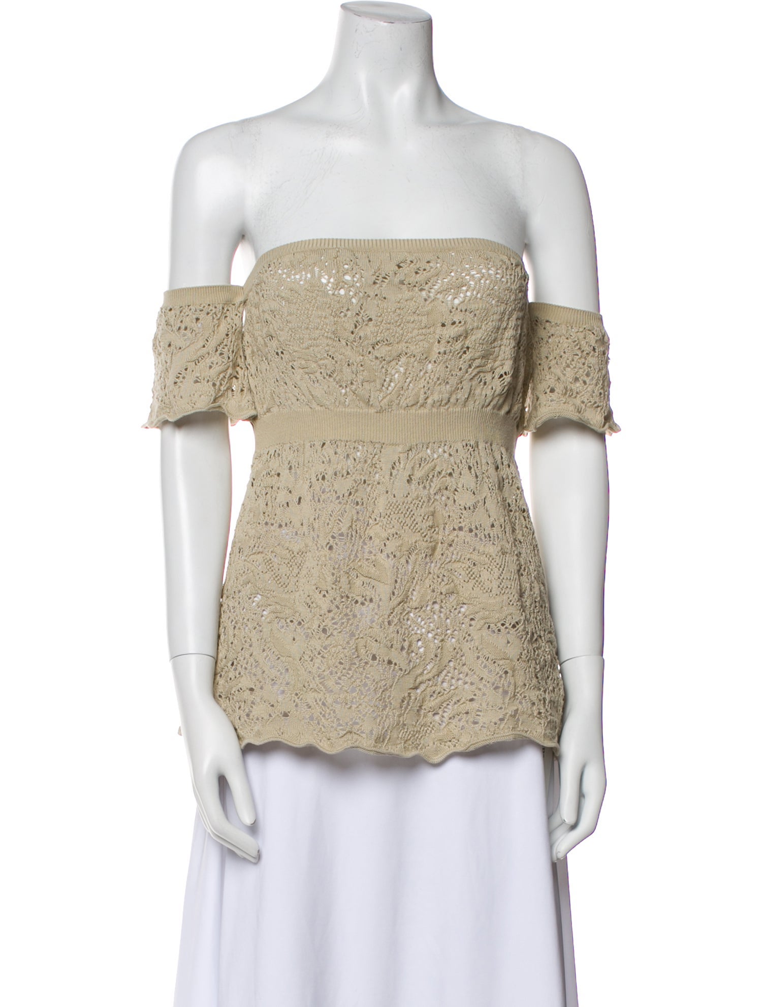 Red Valentino Lace Pattern Square Neckline Top