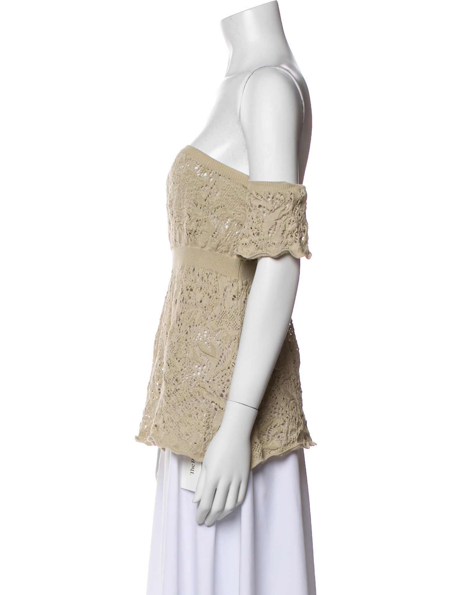 Red Valentino Lace Pattern Square Neckline Top