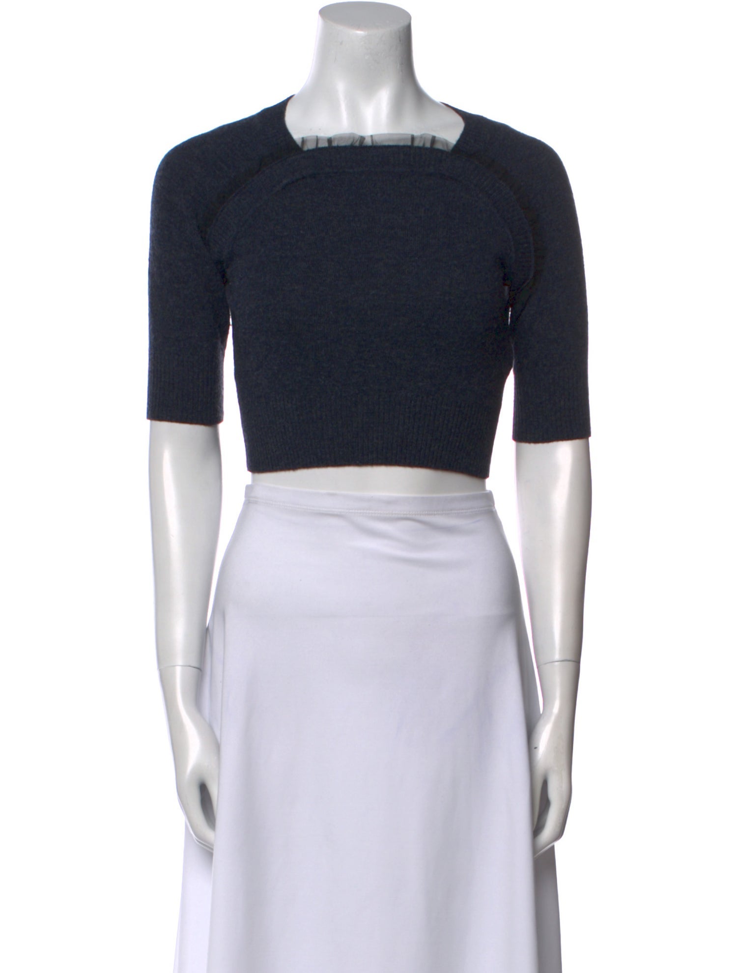 Red Valentino Virgin Wool Square Neckline Crop Top