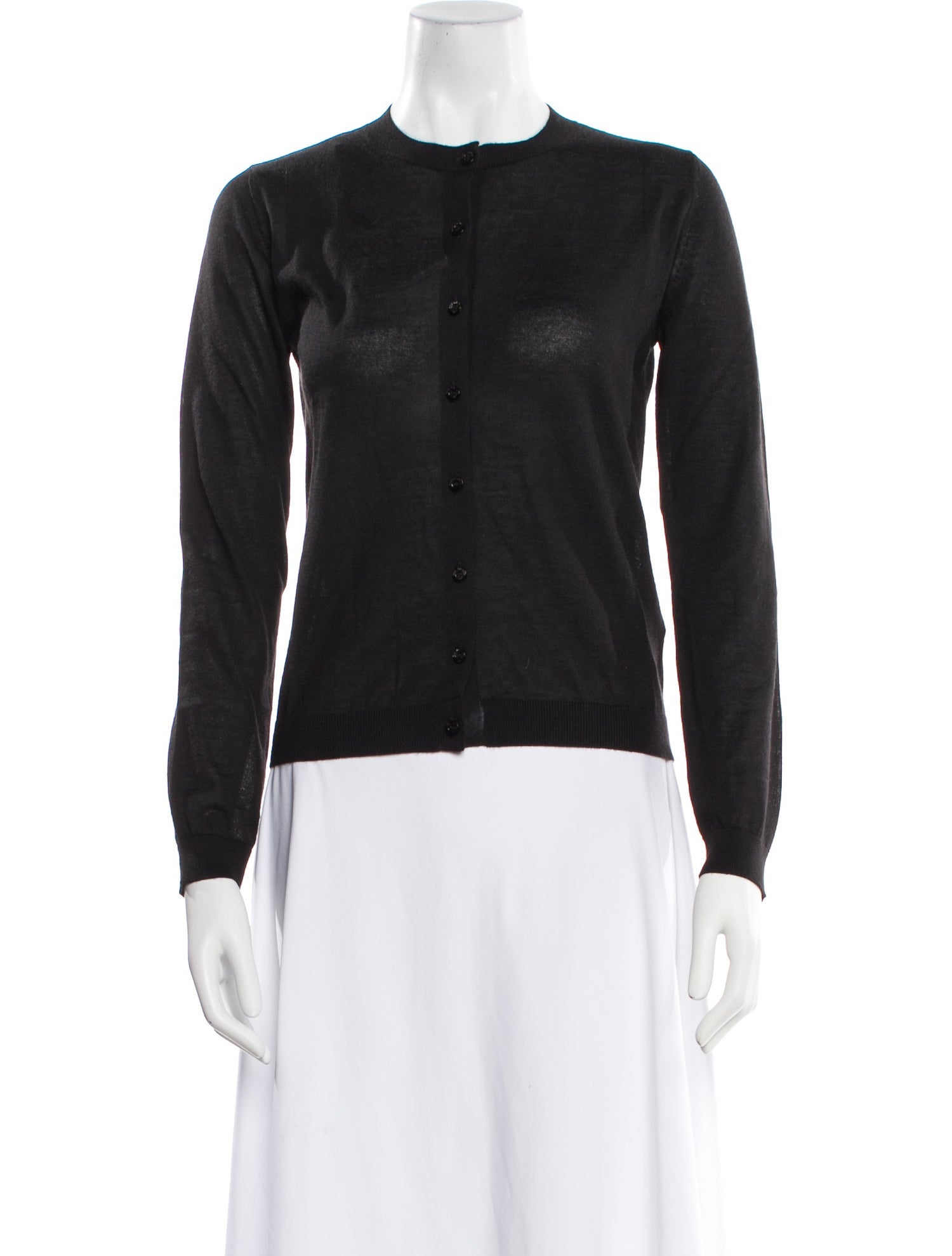 Red Valentino Cashmere Crew Neck Button-Up Top