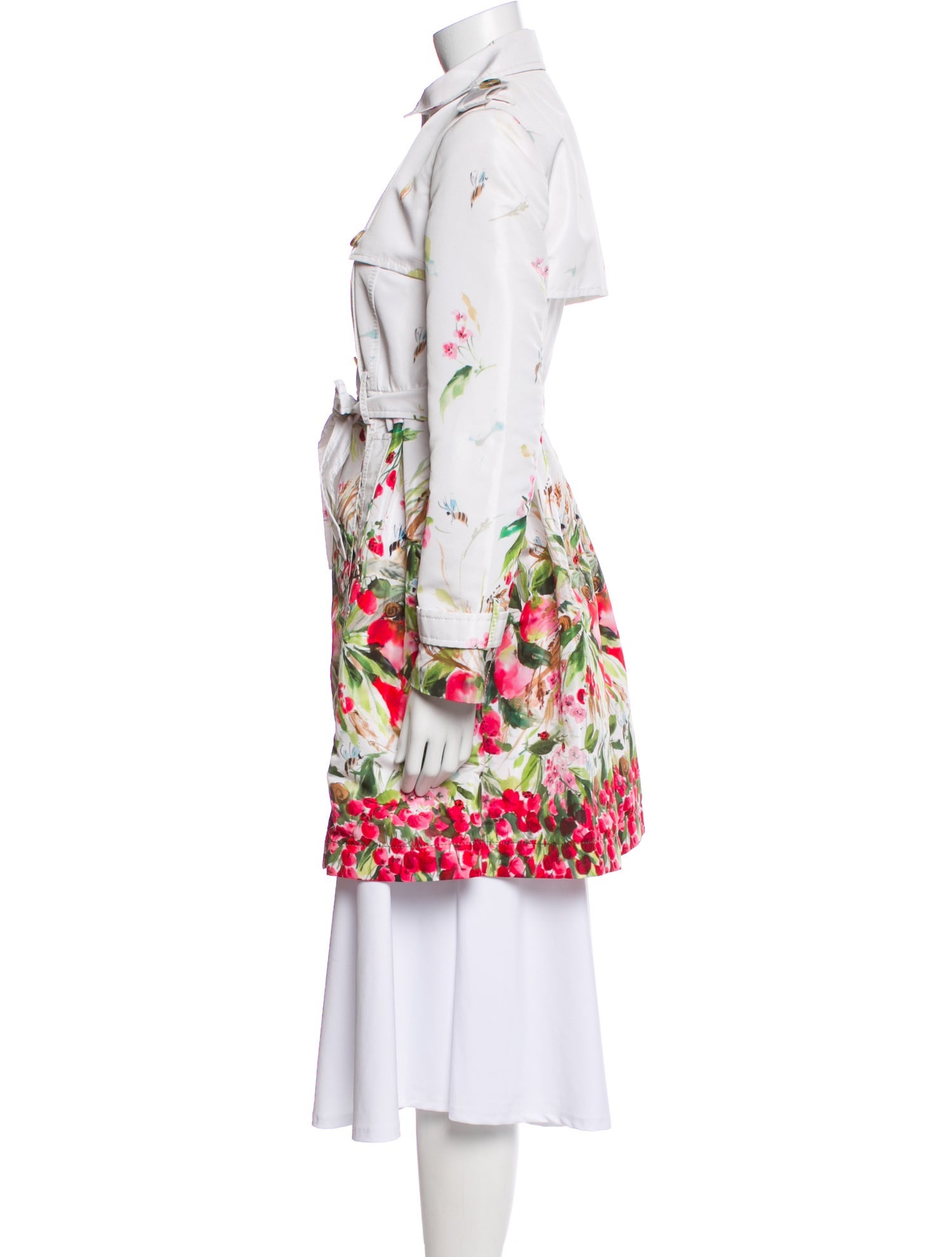 Red Valentino Floral Print Trench Coat