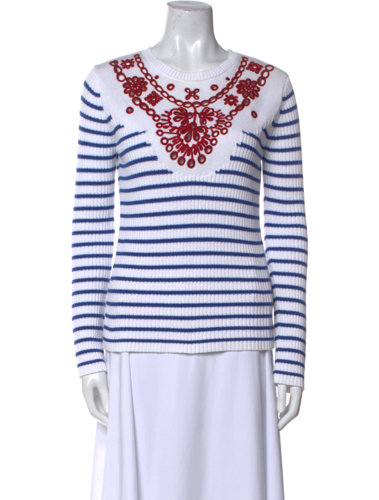 Red Valentino Striped Scoop Neck Sweater