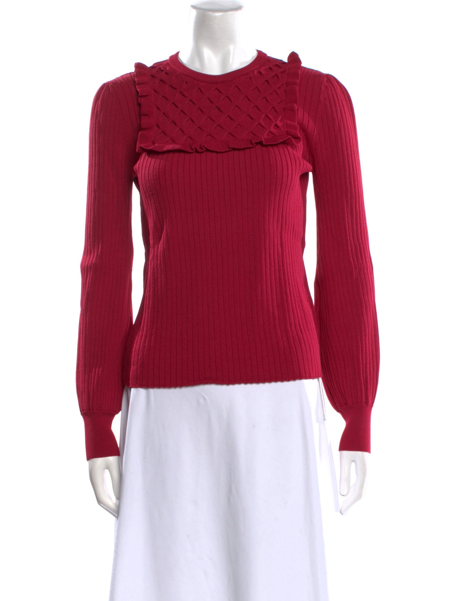 Red Valentino Crew Neck Long Sleeve Blouse