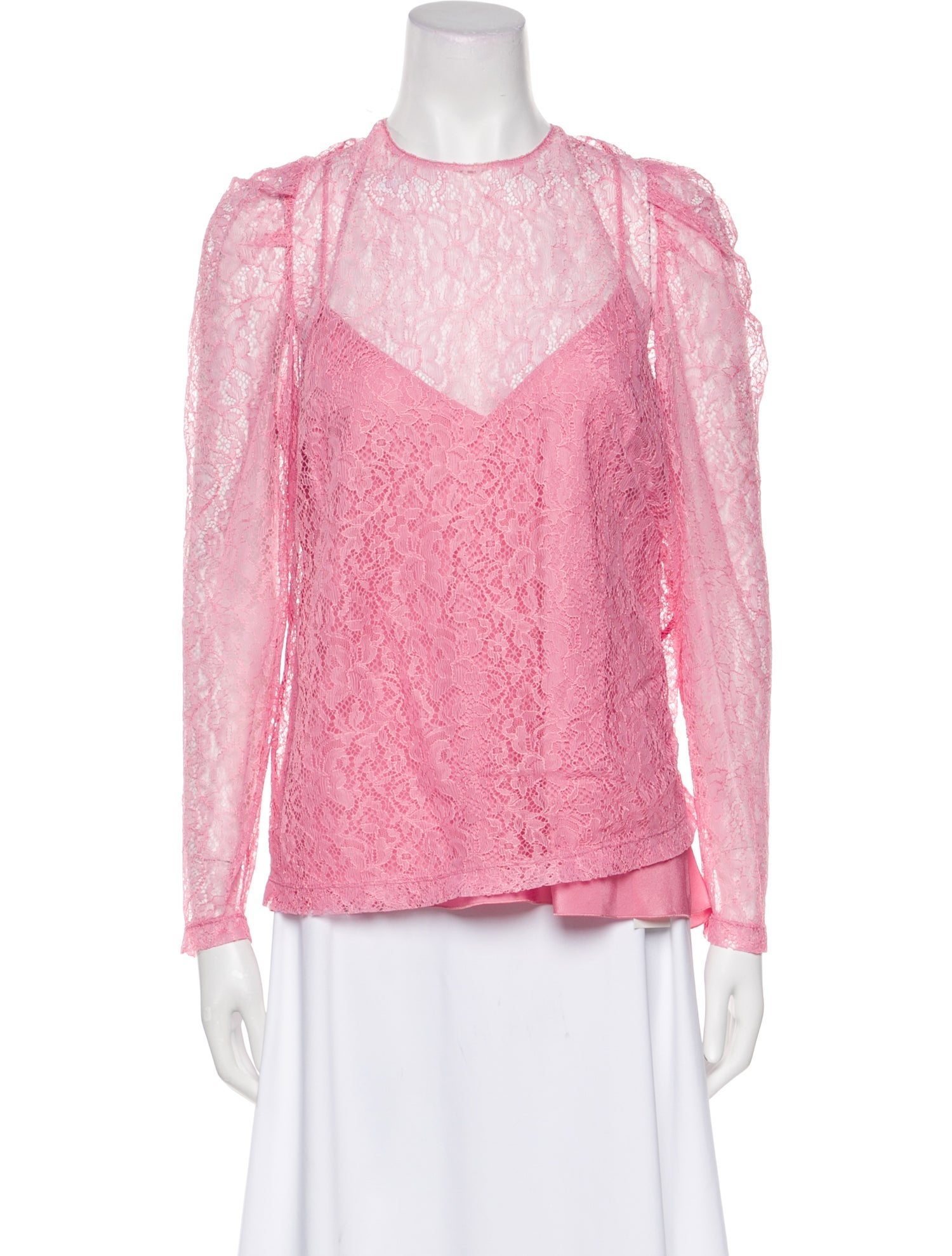 Red Valentino Lace Pattern Crew Neck Blouse