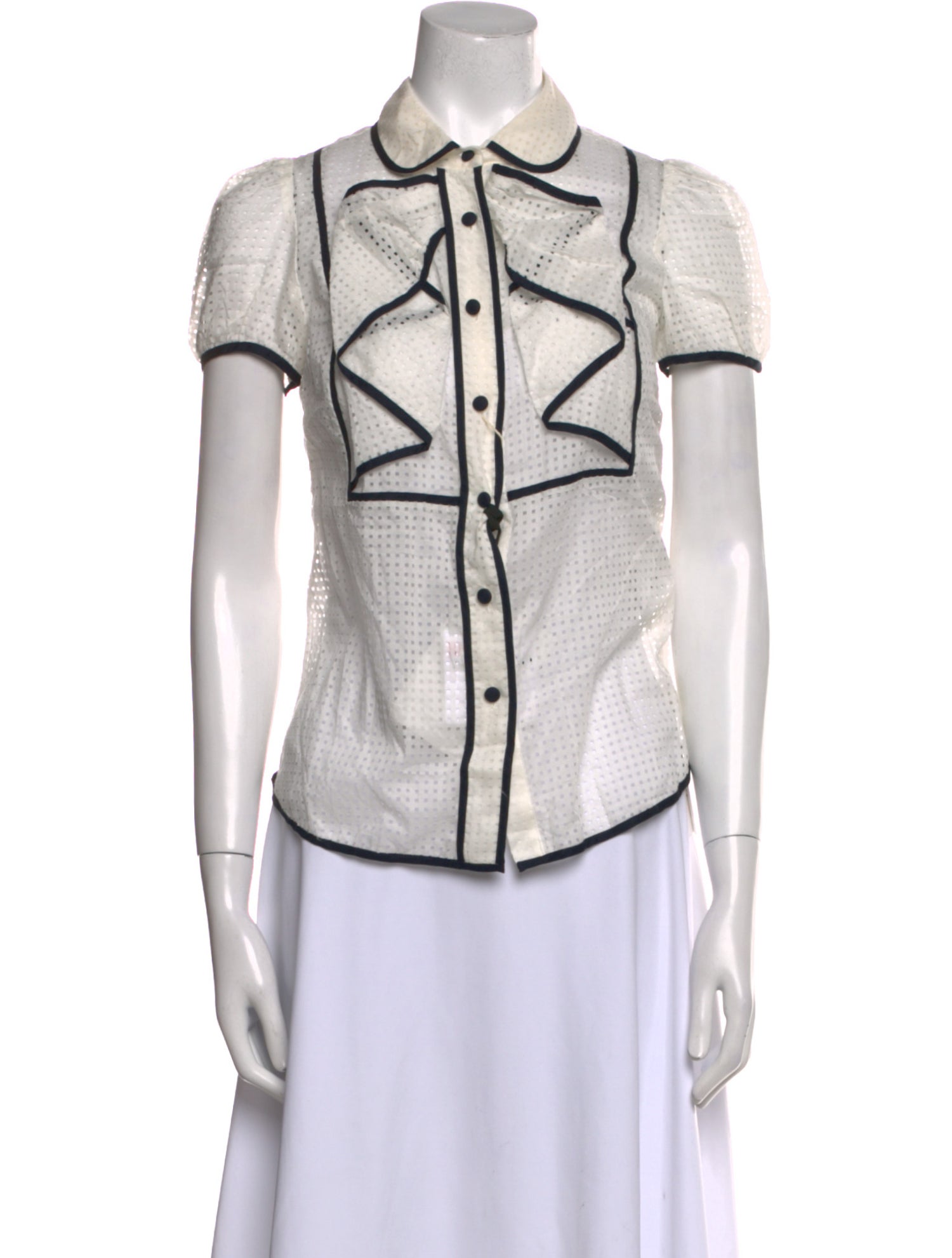 Red Valentino Short Sleeve Button-Up Top