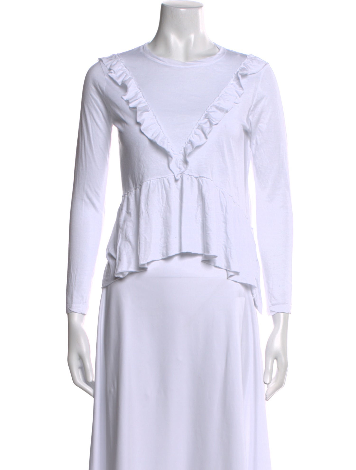 Red Valentino Crew Neck Three-Quarter Sleeve Crop Top