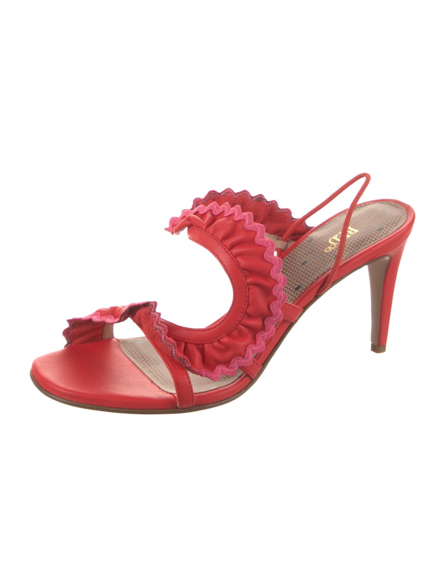 Red Valentino Leather Embroidered Accent Slingback Sandals w/ Tags