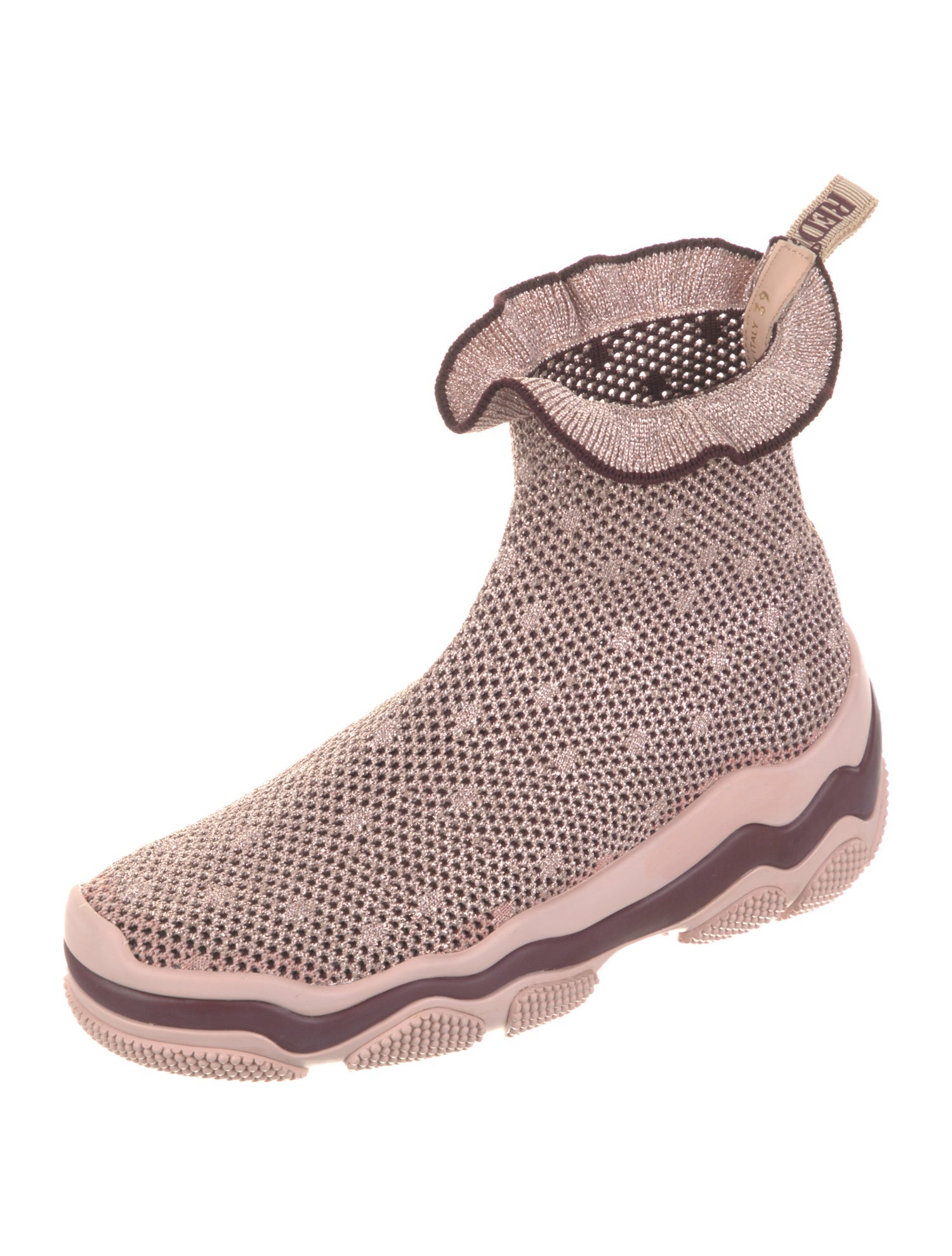 Red Valentino Printed Ruffle Embellishment Wedge Sneakers