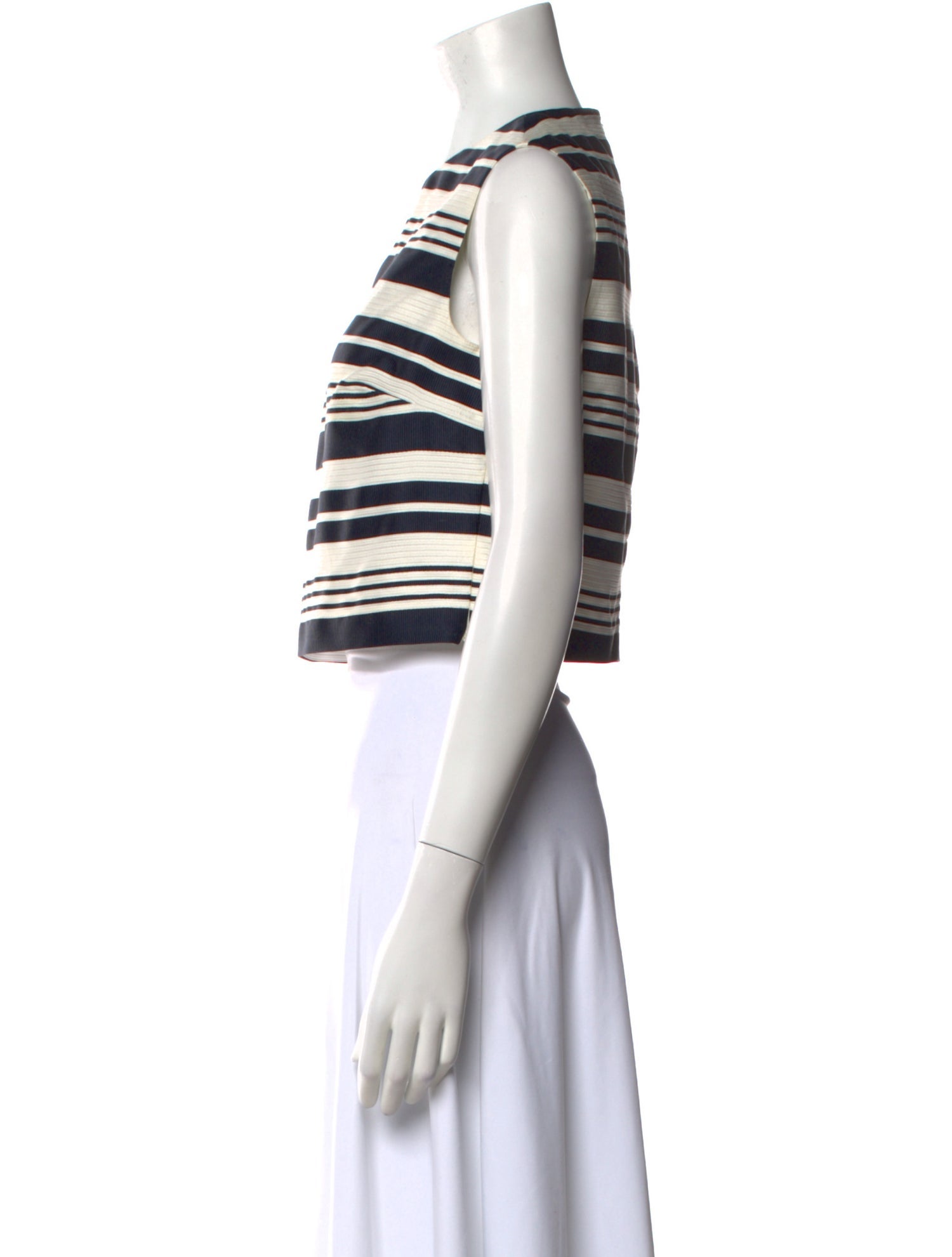 Red Valentino Striped Crew Neck Crop Top