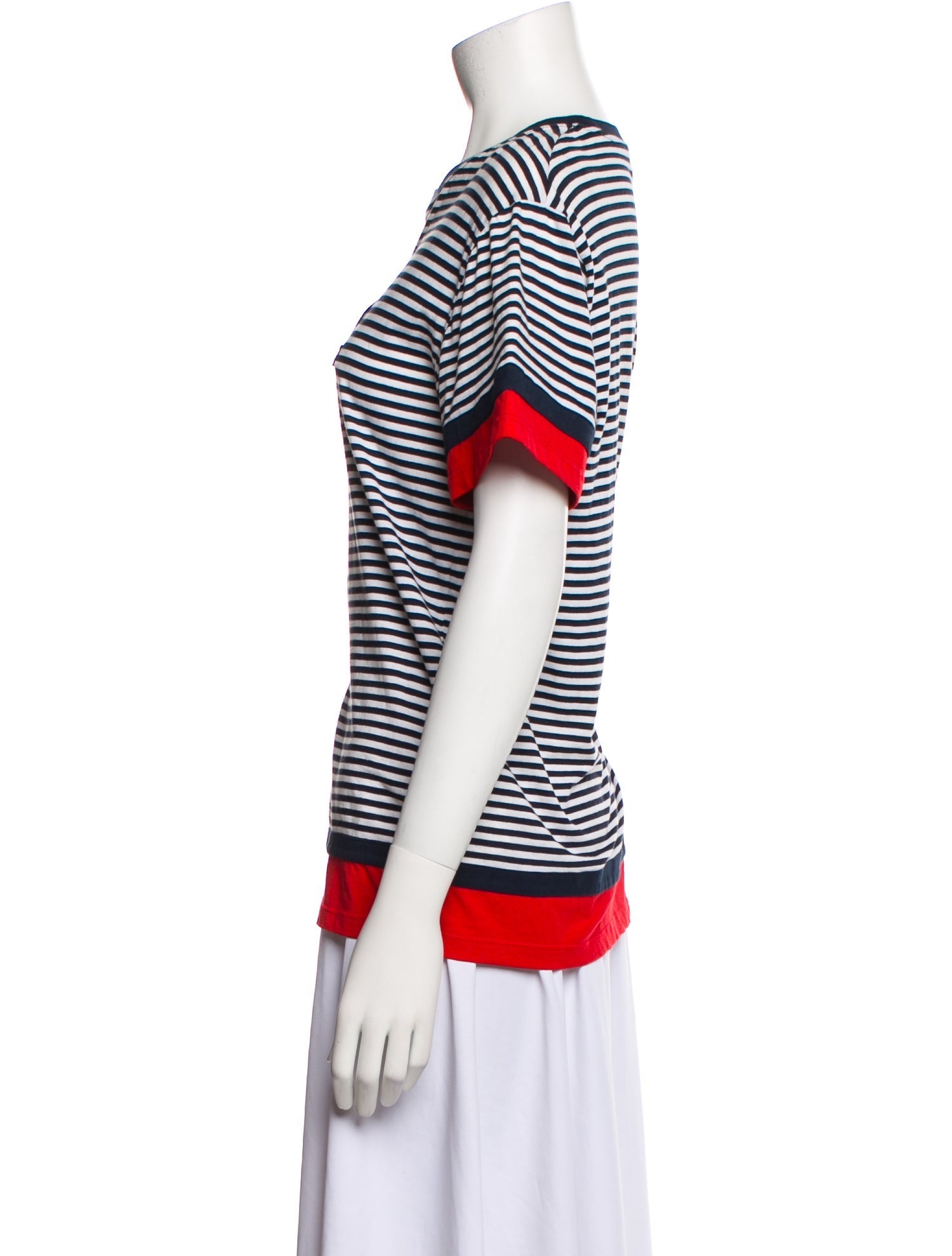 Red Valentino Striped Crew Neck T-Shirt