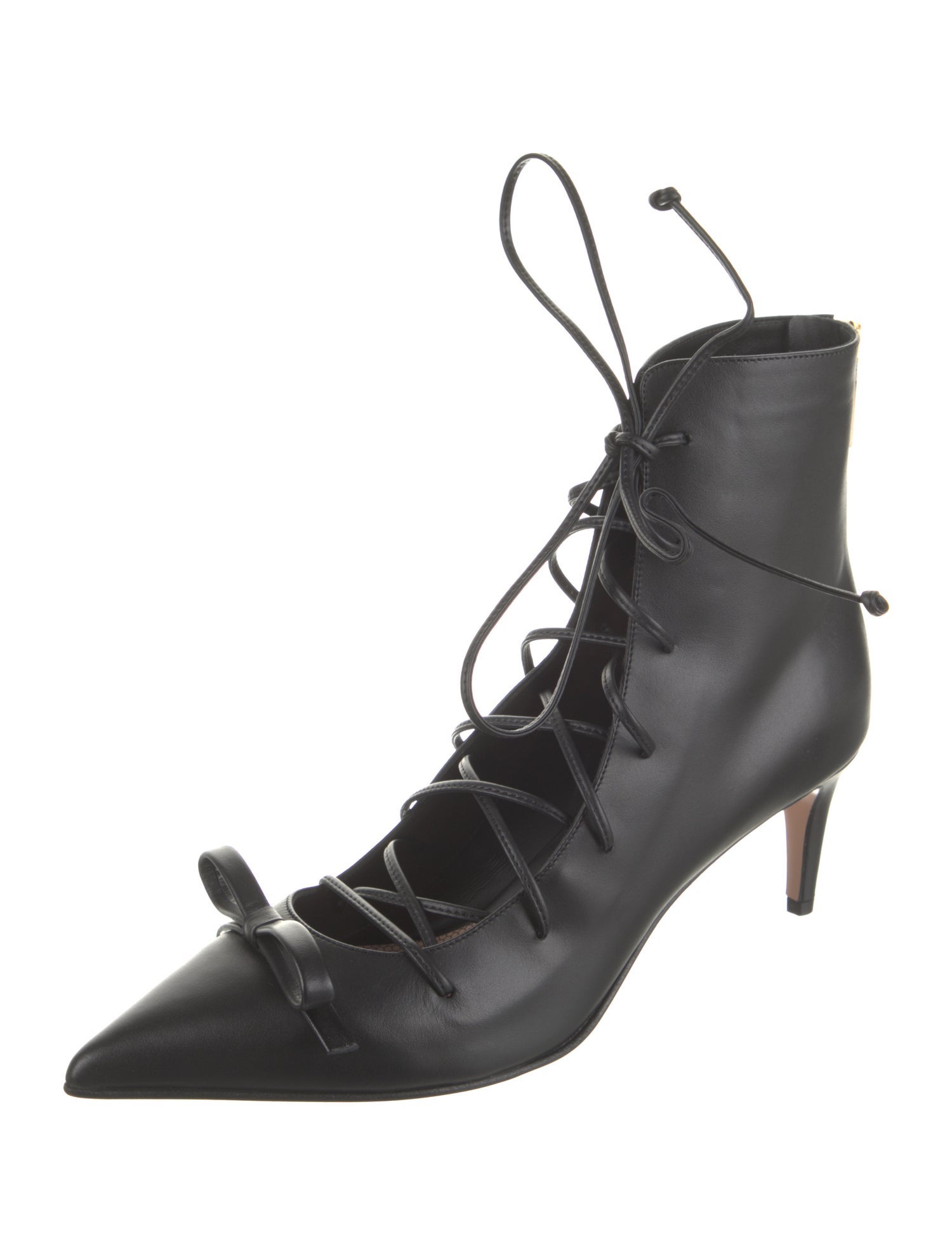 Red Valentino Leather Lace-Up Boots