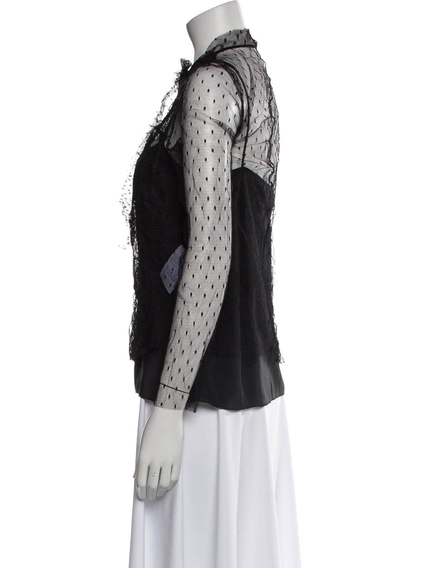 Red Valentino Lace Pattern Mock Neck Polo