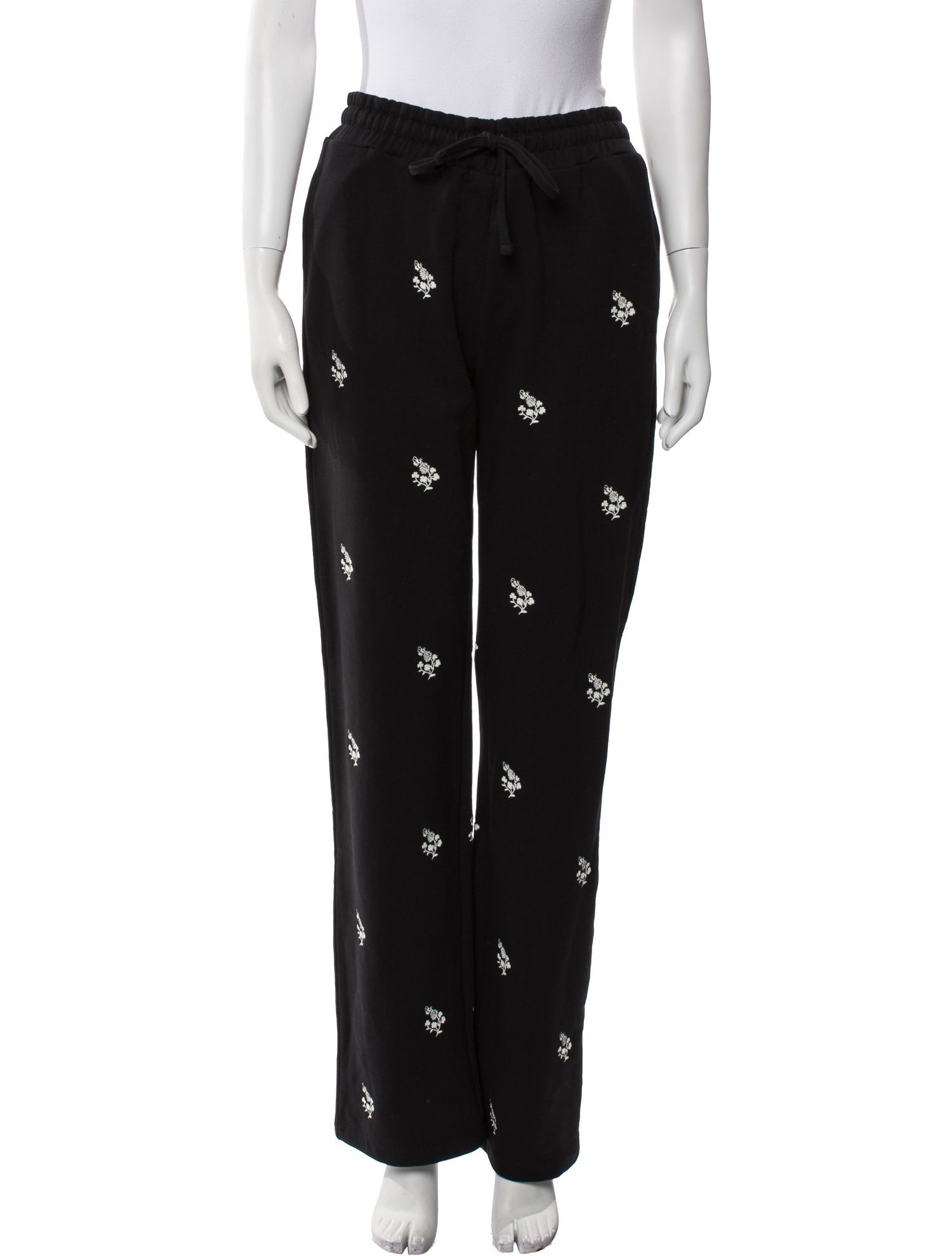 Red Valentino Floral Print Embroidered Accent Sweatpants