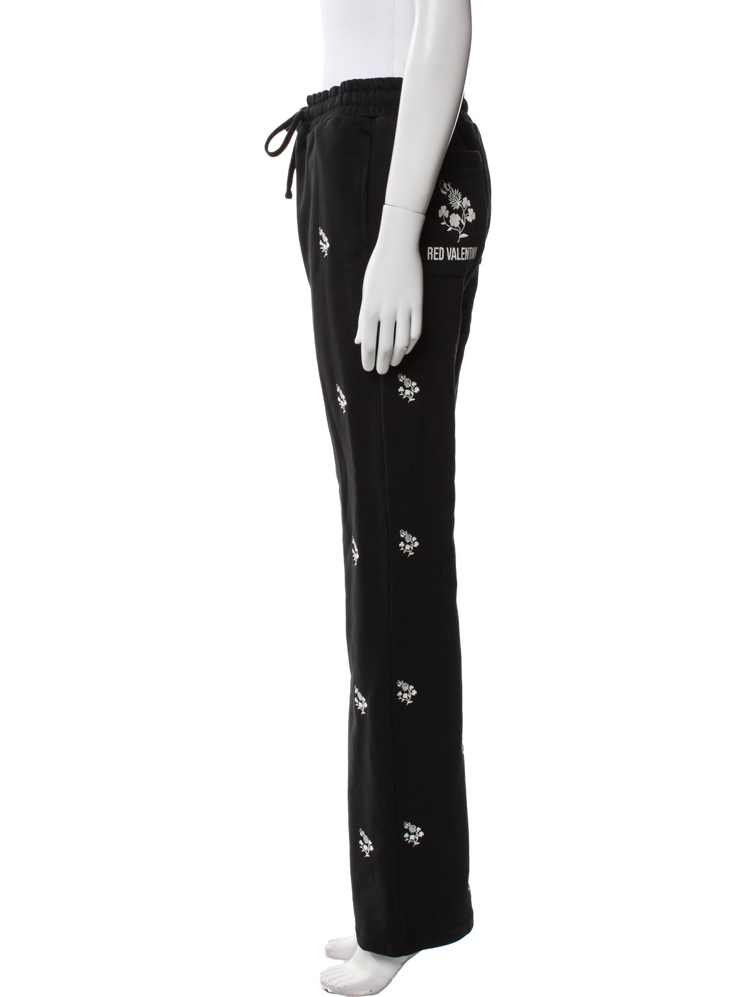 Red Valentino Floral Print Embroidered Accent Sweatpants