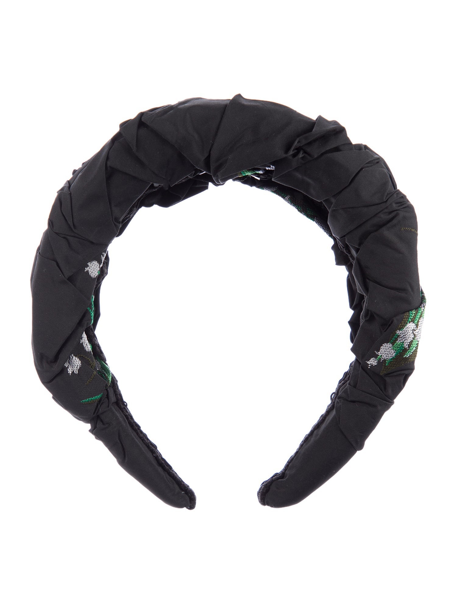 Red Valentino Nylon Headband with Floral Embroidery