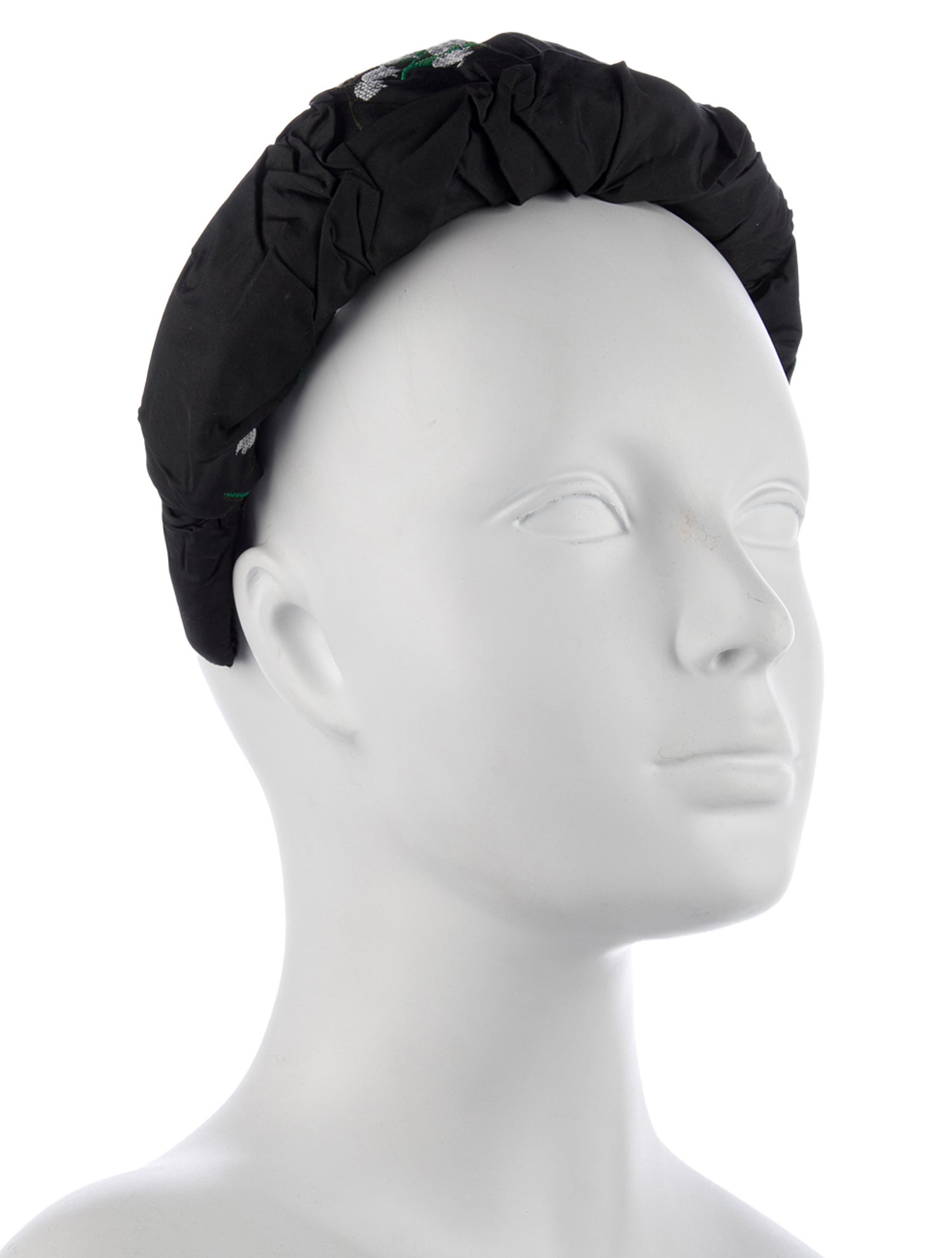 Red Valentino Nylon Headband with Floral Embroidery