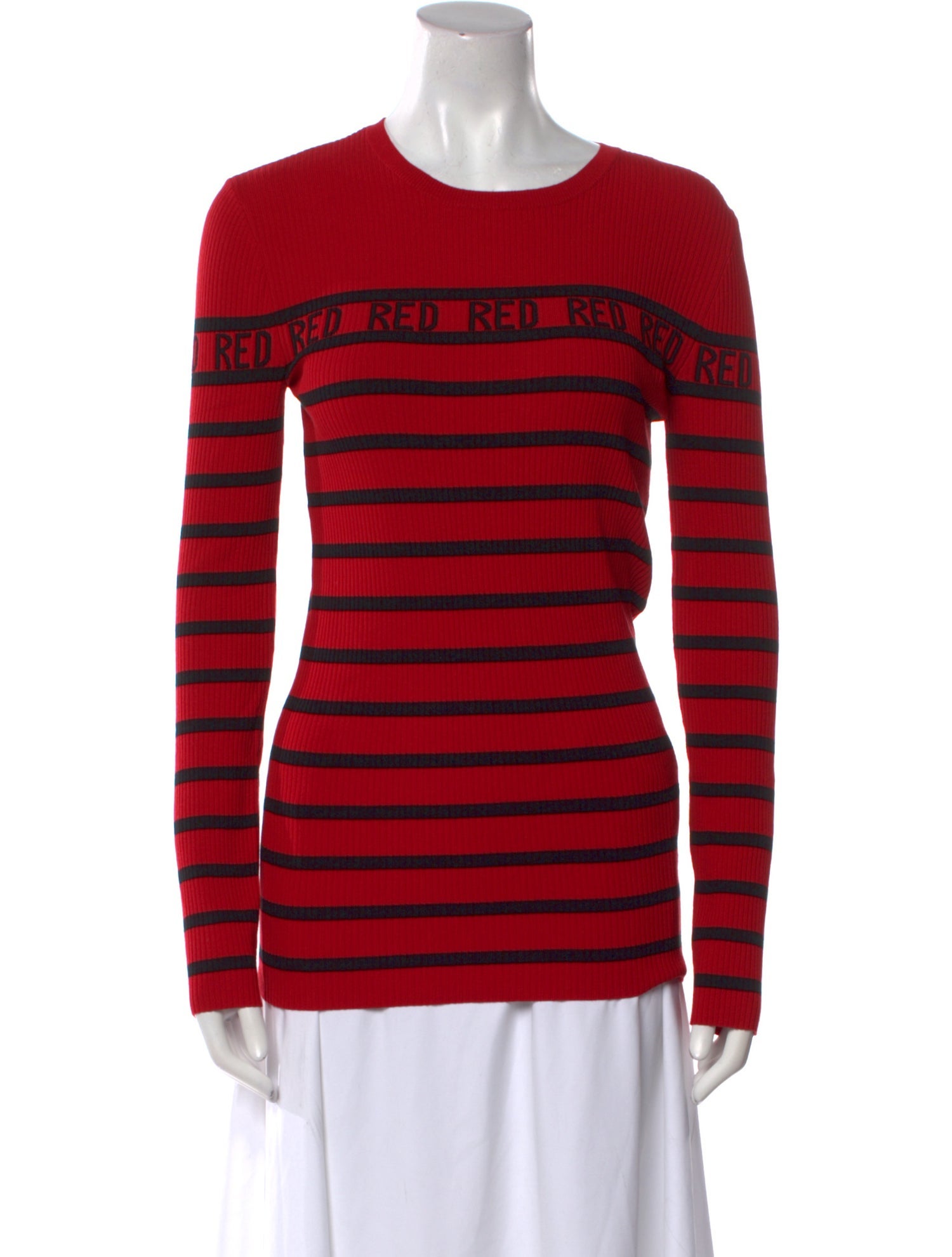 Red Valentino Striped Scoop Neck Sweater w/ Tags