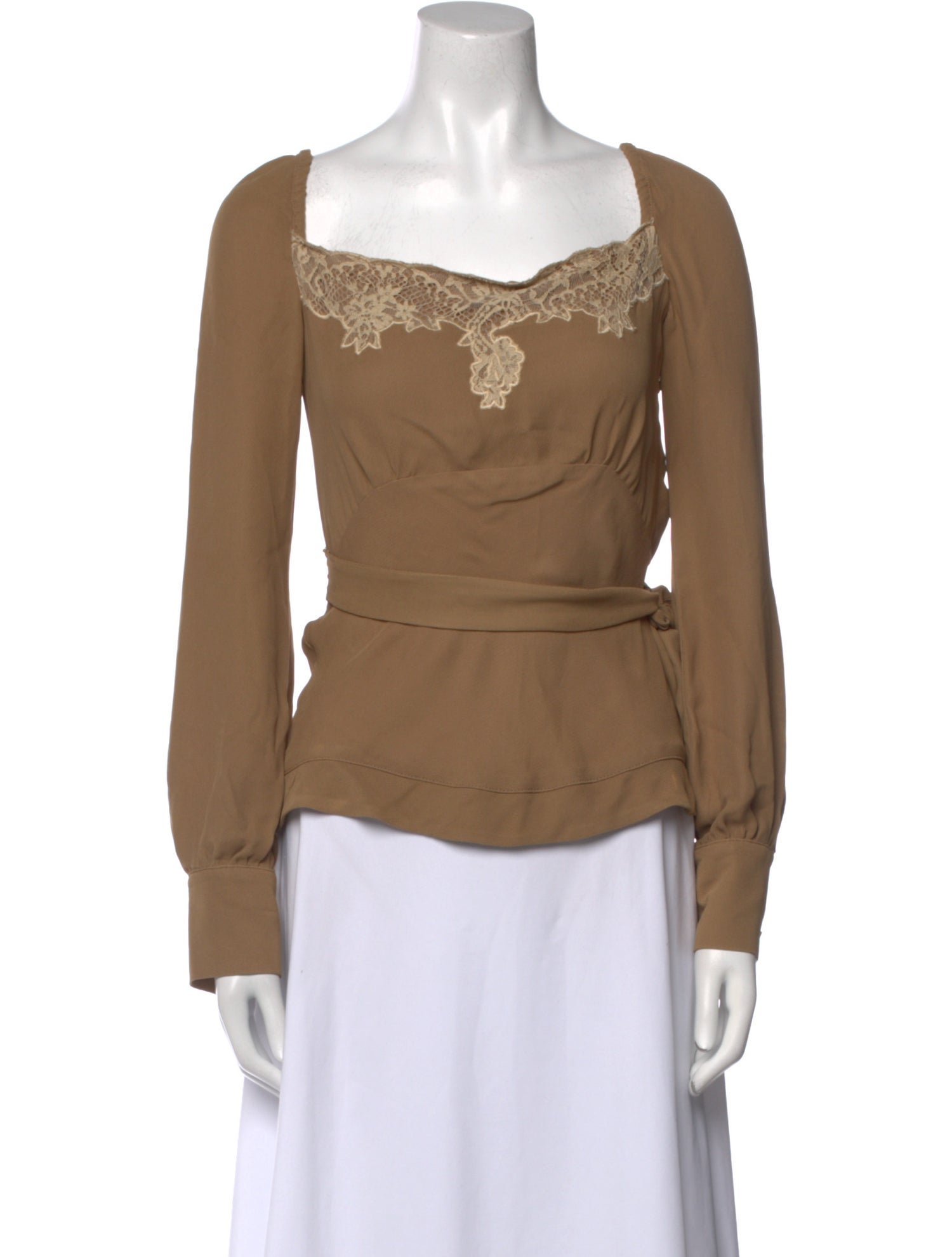 Red Valentino Square Neckline Long Sleeve Top