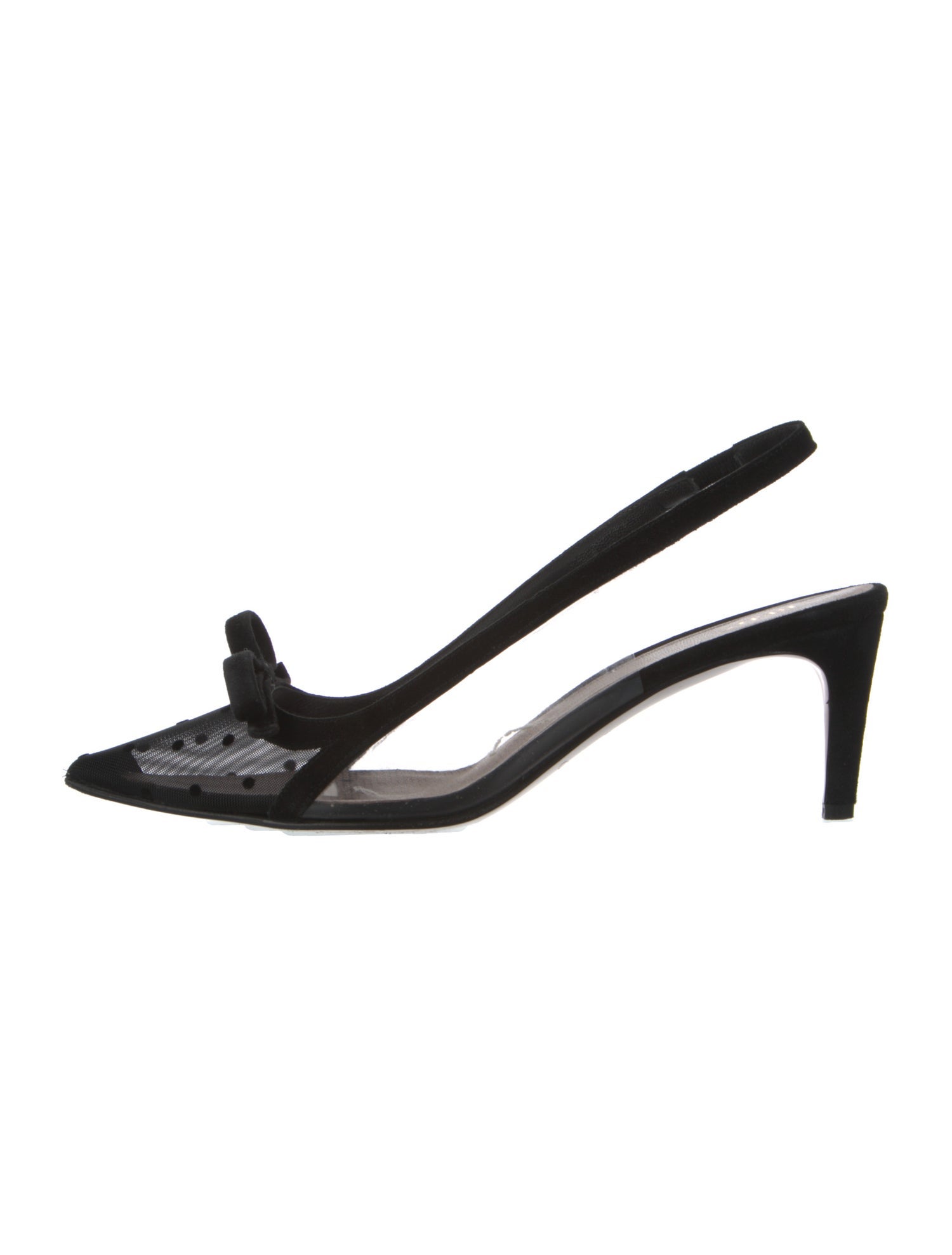 Red Valentino Mesh Bow Accents Slingback Pumps