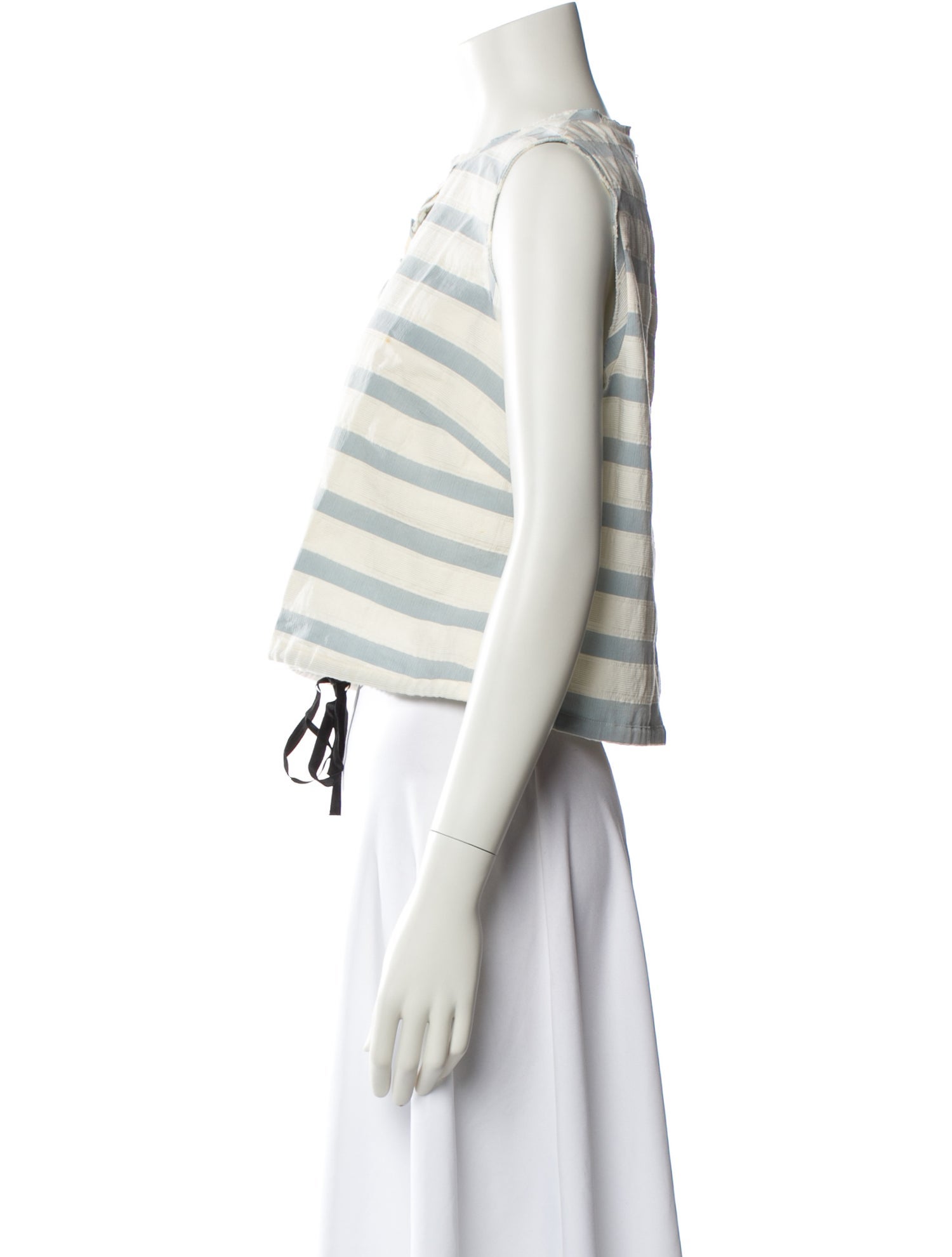 Red Valentino Striped Crew Neck Crop Top