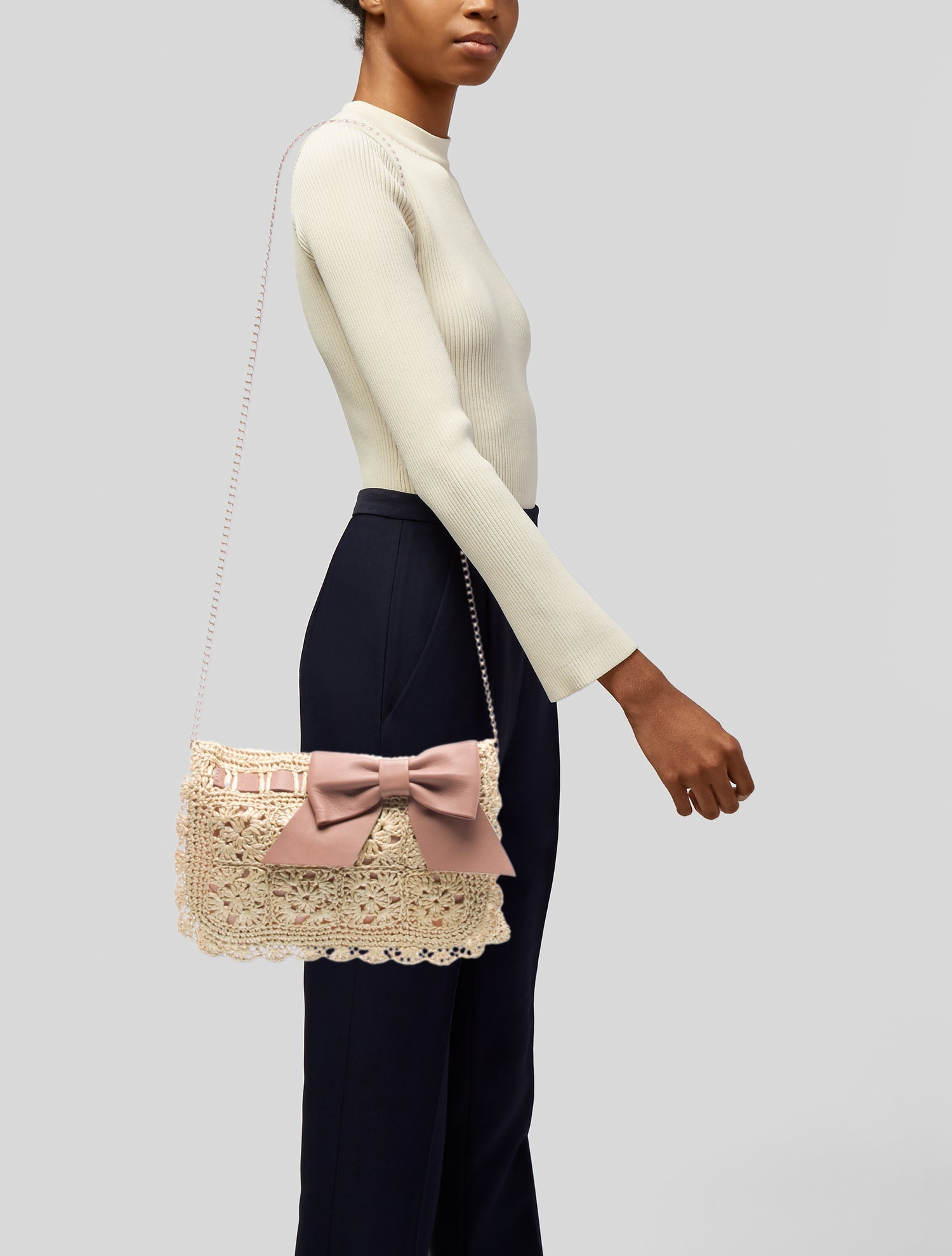 Red Valentino Straw Clutch