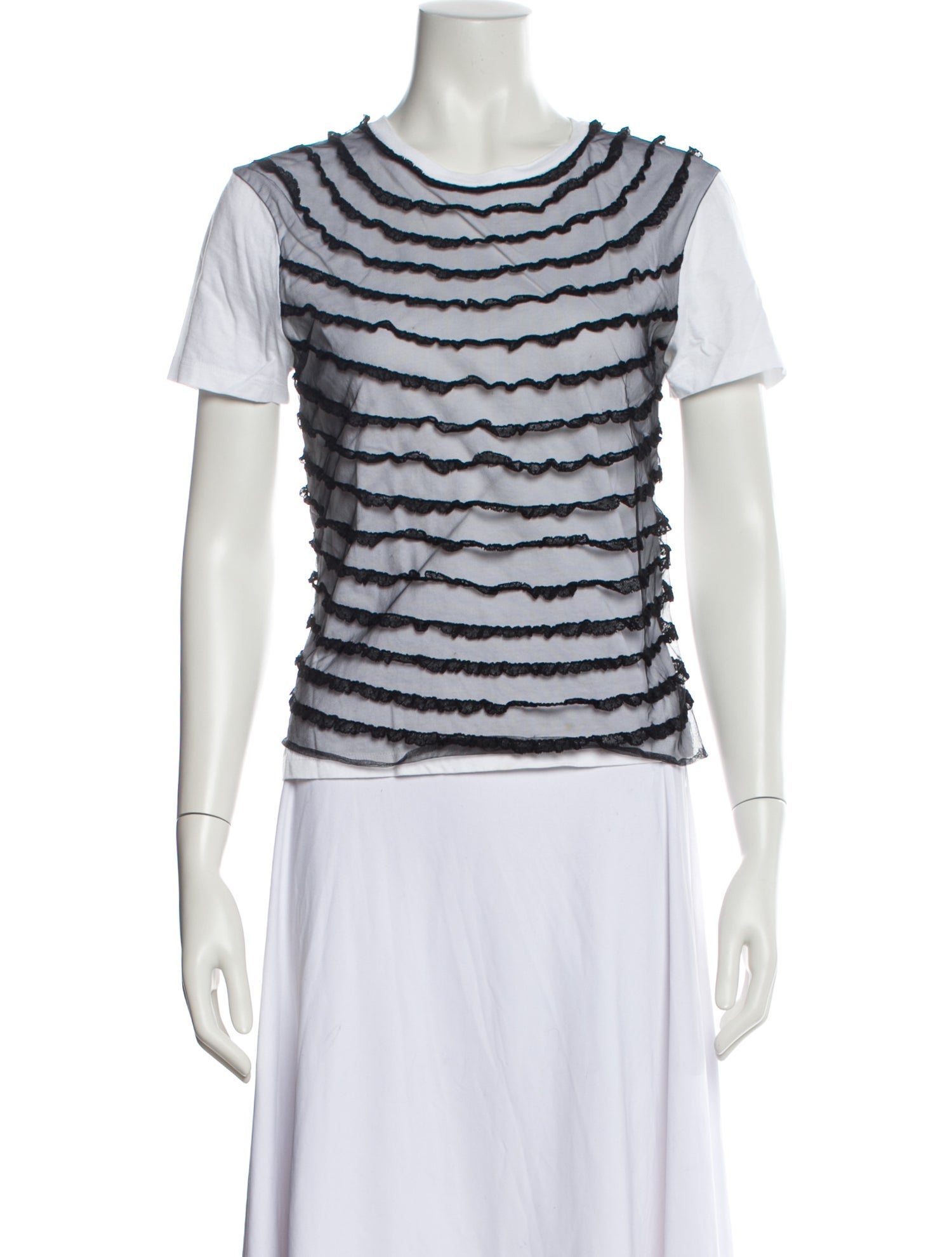 Red Valentino Striped Scoop Neck T-Shirt