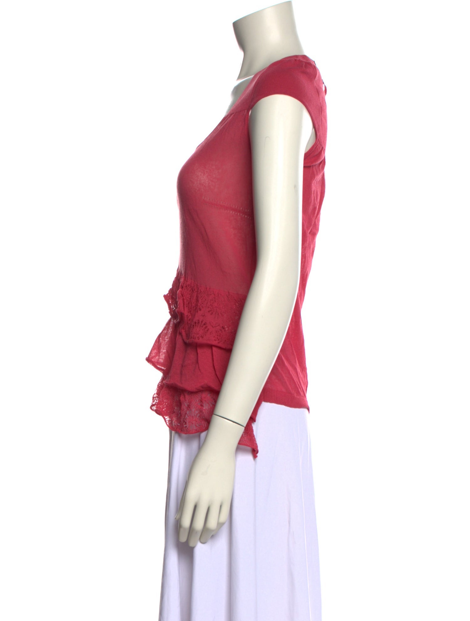 Red Valentino Scoop Neck Short Sleeve Crop Top