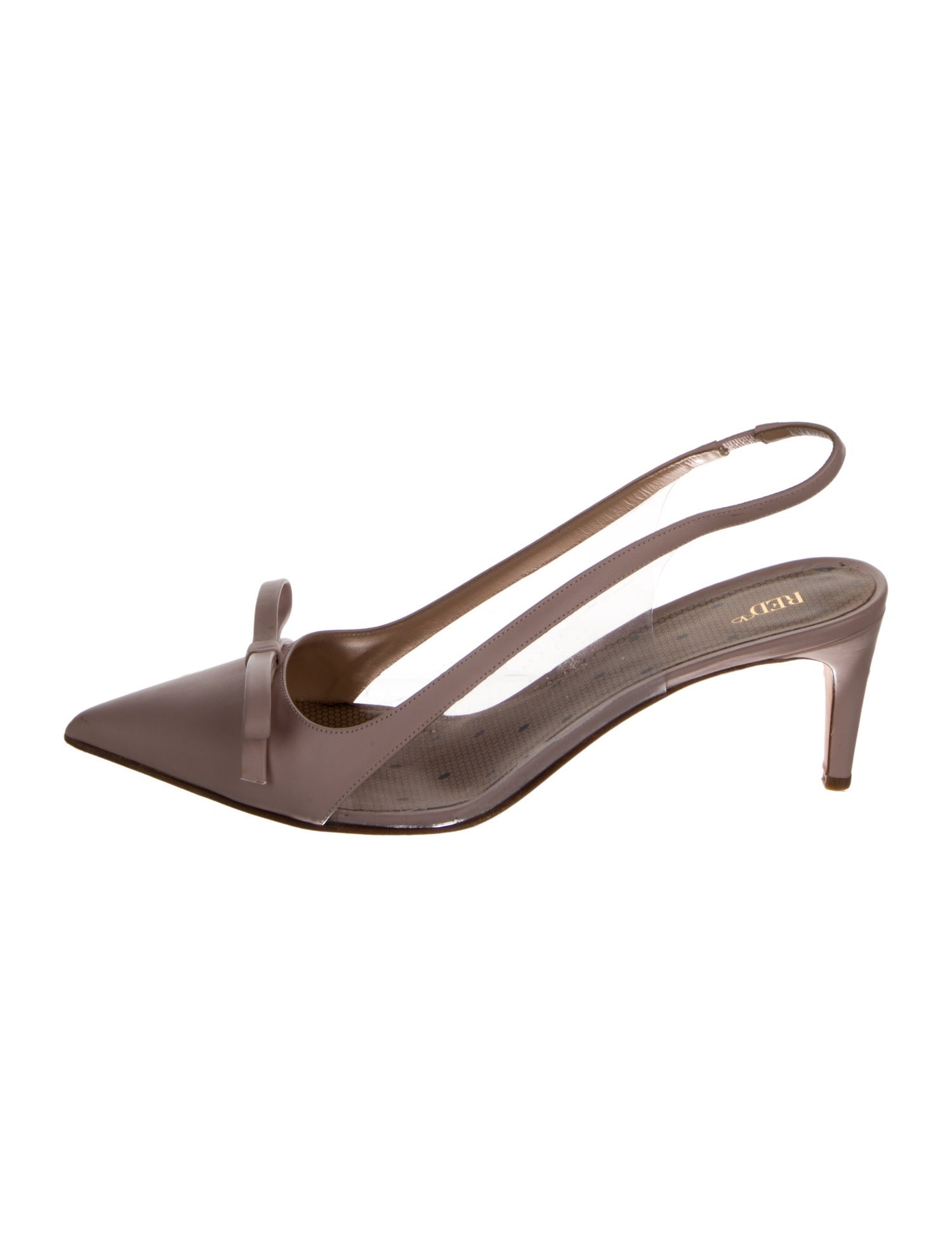 Red Valentino Leather Bow Accents Slingback Pumps