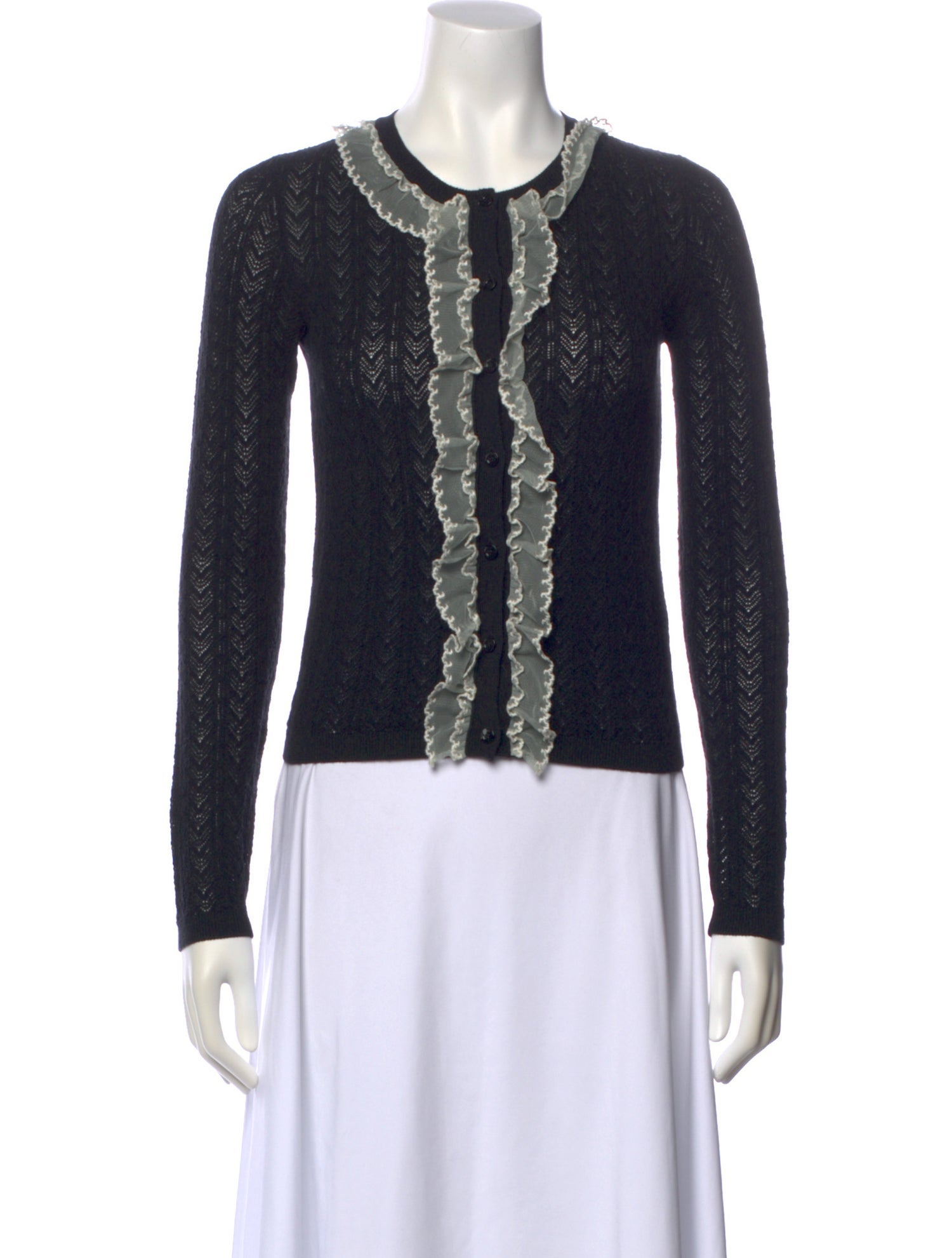 Red Valentino Colorblock Pattern Crew Neck Sweater