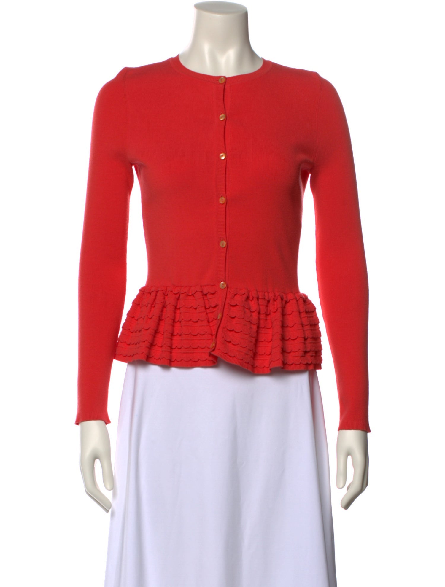 Red Valentino Crew Neck Long Sleeve Crop Top