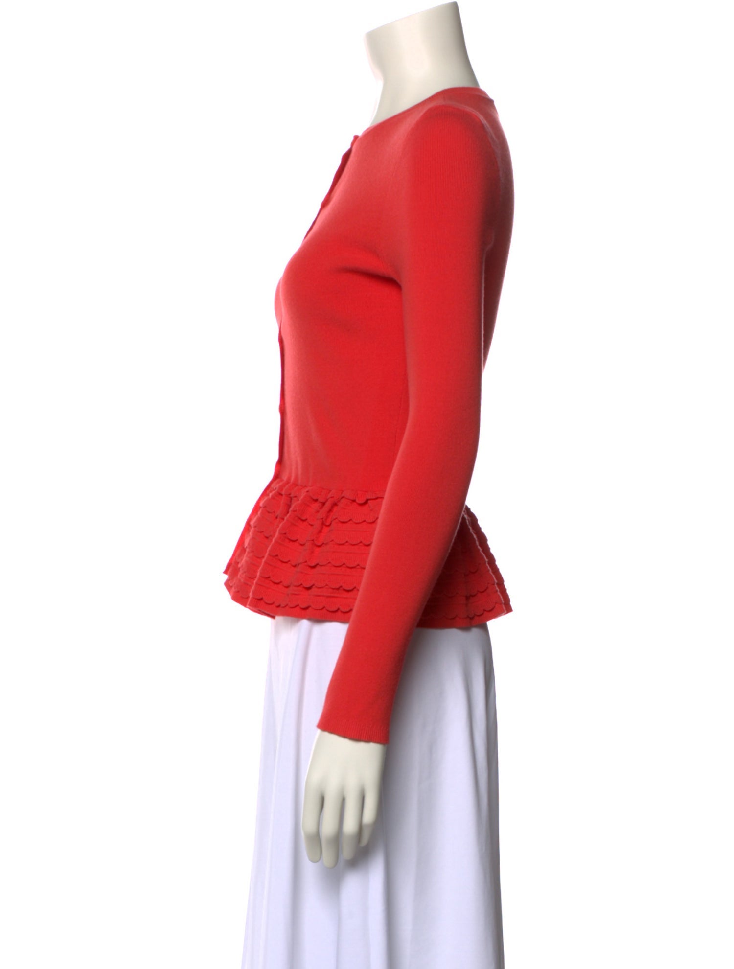 Red Valentino Crew Neck Long Sleeve Crop Top