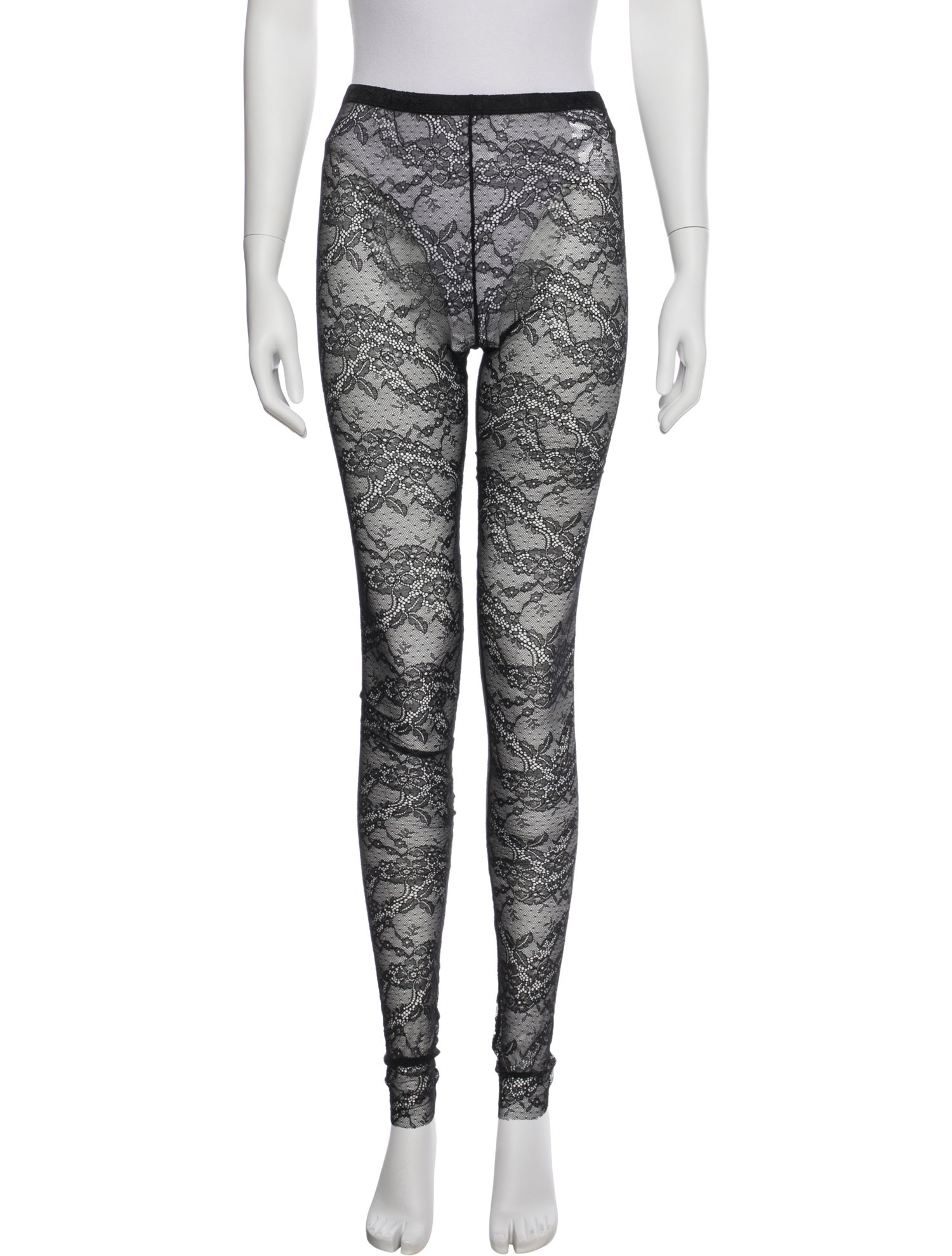 Red Valentino Mesh laser cut leggings with elastic waistband