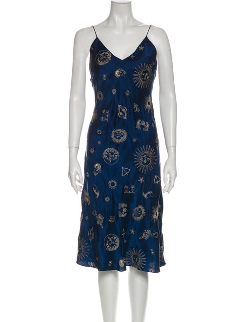 Réalisation Par Silk Knee-Length Dress Blue