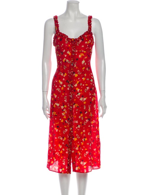 Réalisation Par Silk Midi Length Dress Red