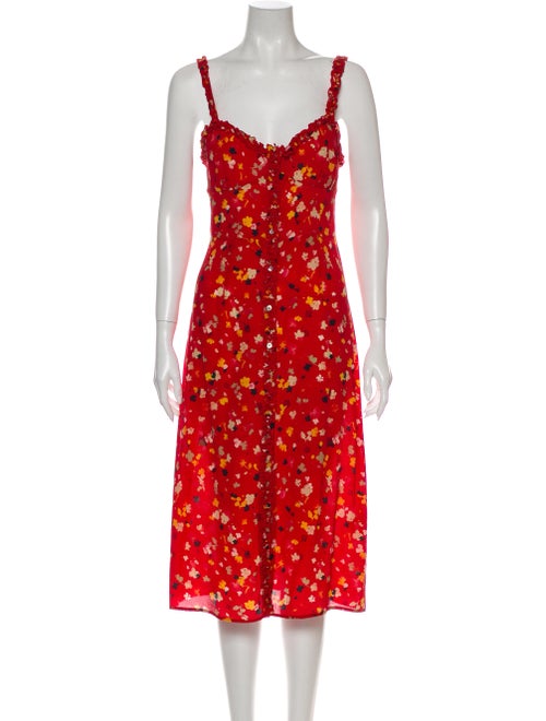 Réalisation Par Silk Midi Length Dress Red