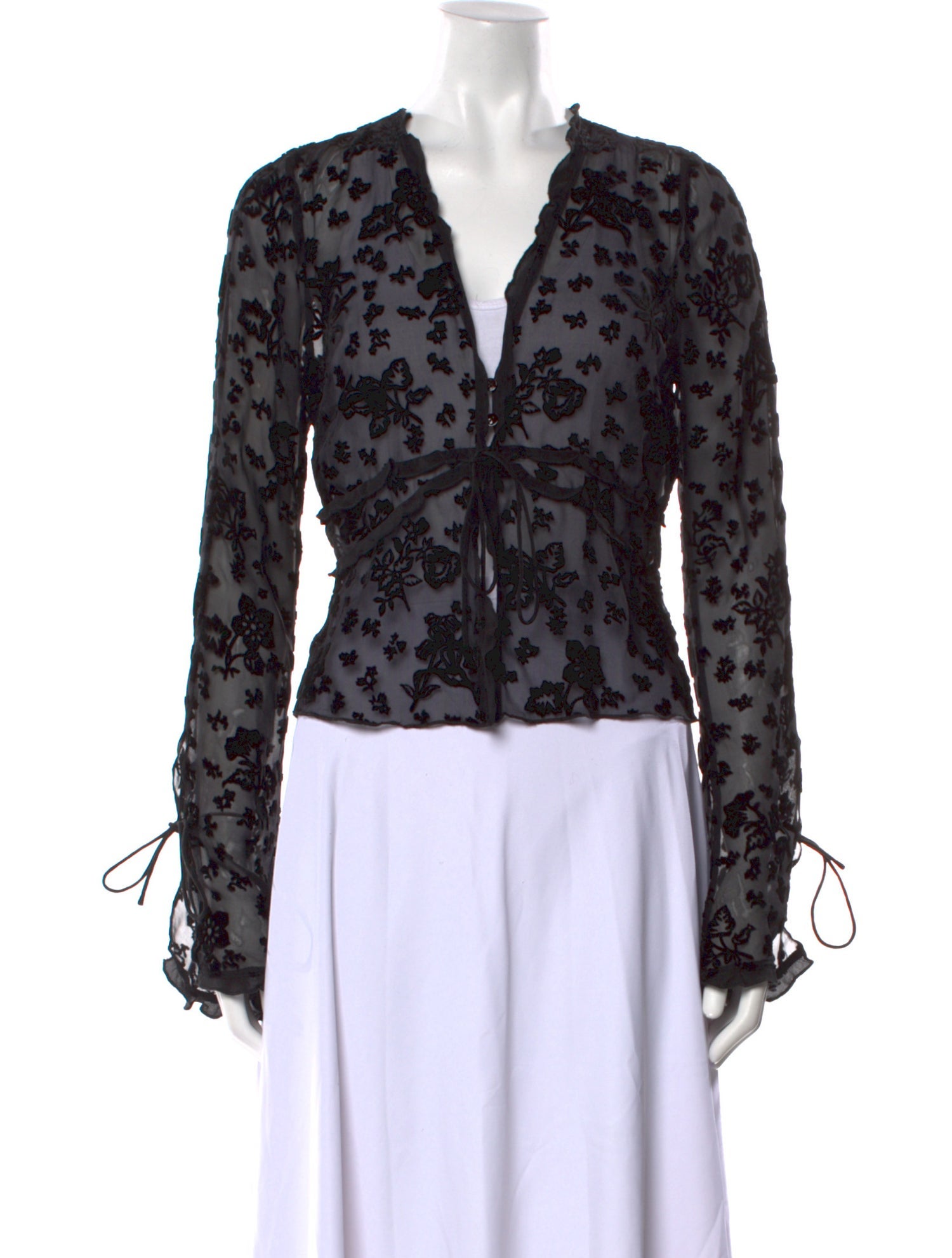 Réalisation Par Lace Pattern V-Neck Top