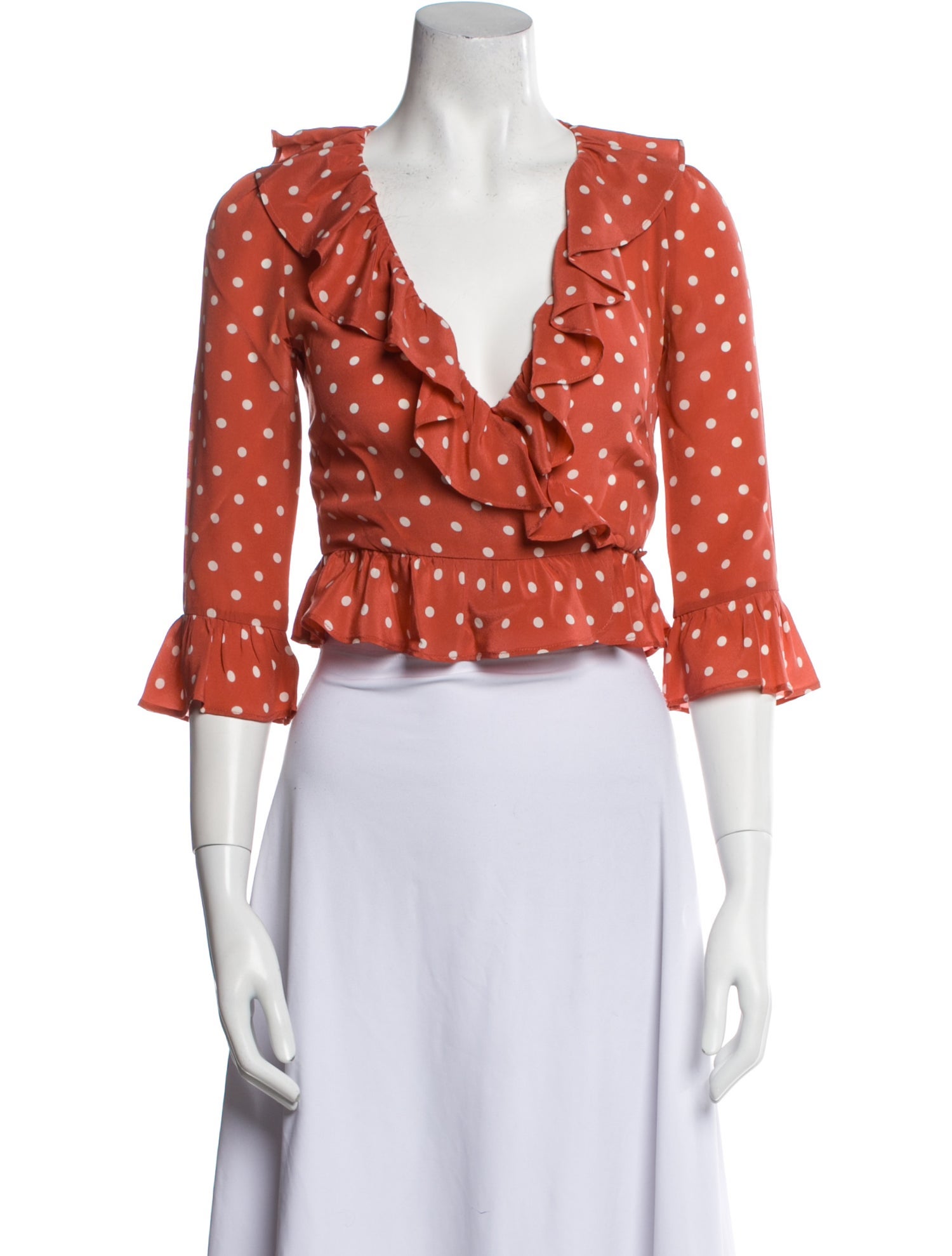 Réalisation Par Silk Polka Dot Print Crop Top