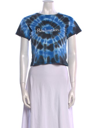 Réalisation Par Tie-Dye Print Bateau Neckline Crop Top