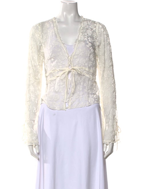 Réalisation Par Lace Pattern V-Neck Crop Top