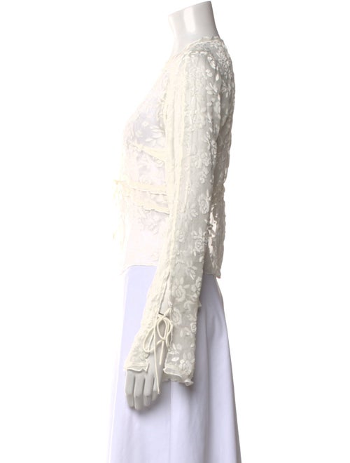 Réalisation Par Lace Pattern V-Neck Crop Top