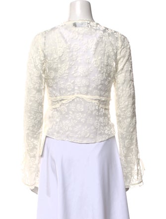 Réalisation Par Lace Pattern V-Neck Crop Top