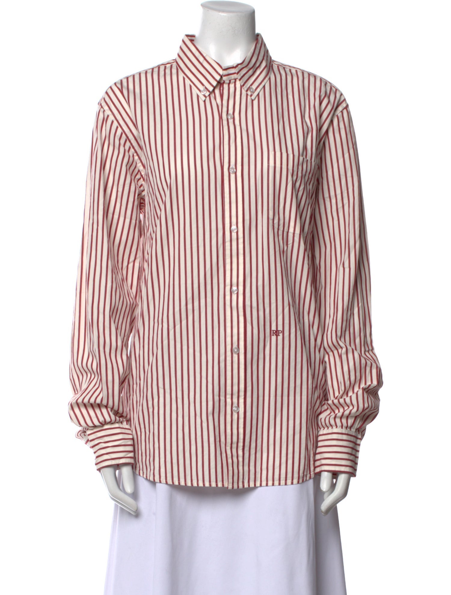 Réalisation Par Striped Long Sleeve Button-Up Top