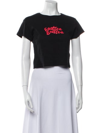 Réalisation Par Graphic Print Crew Neck Crop Top