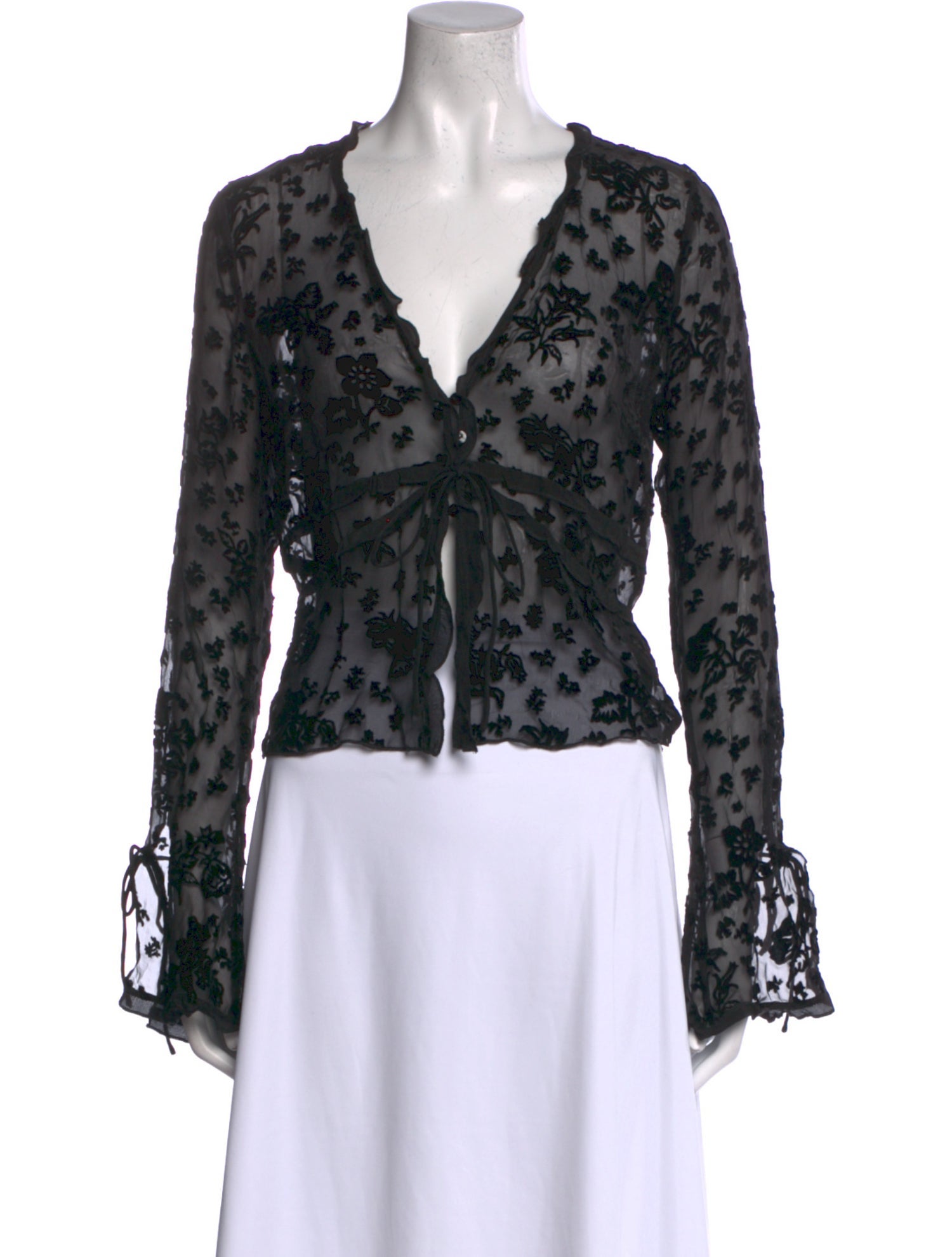 Réalisation Par Printed V-Neck Blouse