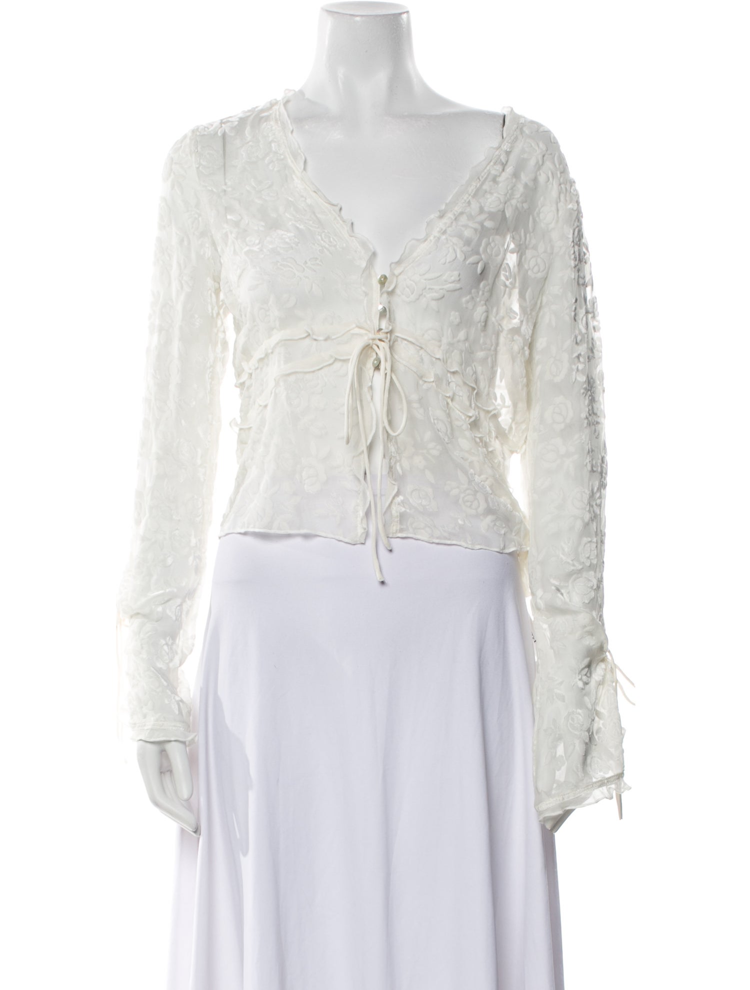 Réalisation Par V-Neck Long Sleeve Crop Top